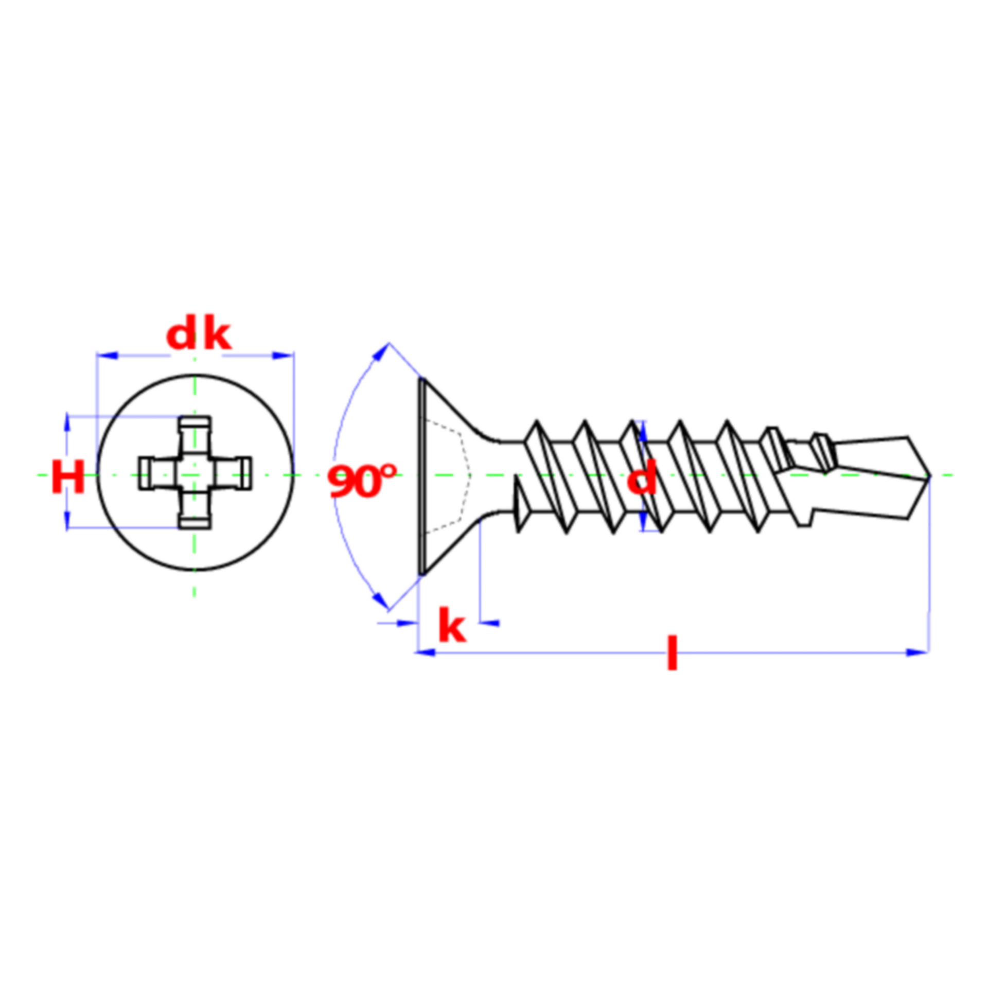 Zelfborende schroef -Eluz-DIN 7504 0/P - verzonken kop - 4.8 x 100 - (200)