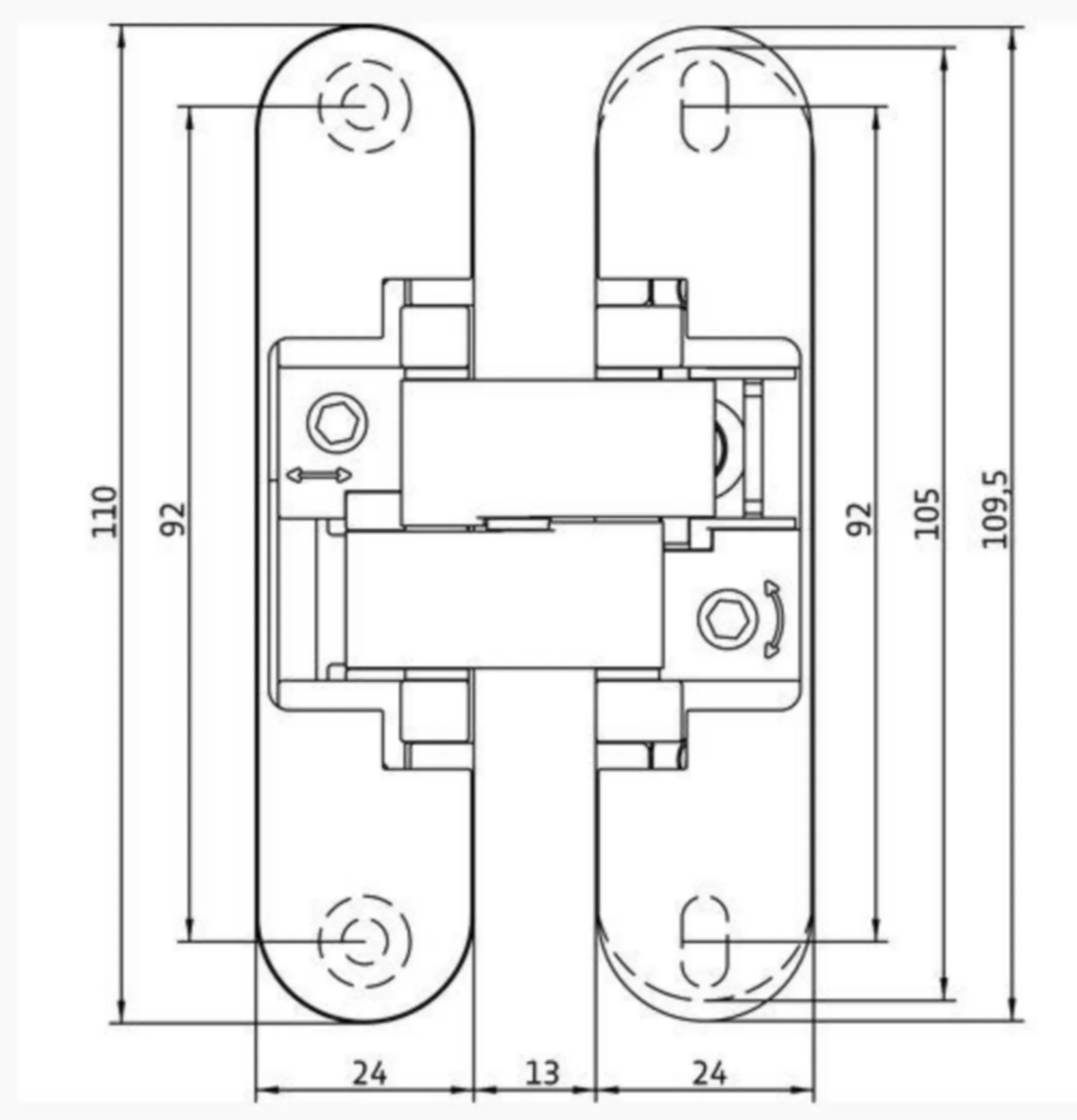 ONZICHTBAAR SCHARNIER ANSELMI AN 108 3D SC45 ZELFSL.TOT45KG SLUITV. SATIN CHROOM