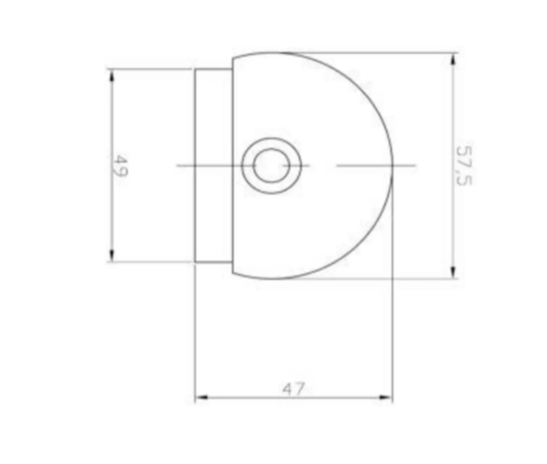 ARRËT DE PORTE CRIDEA BDS70 BAS DEMI_LUNE 56 MM X 35MM INOX