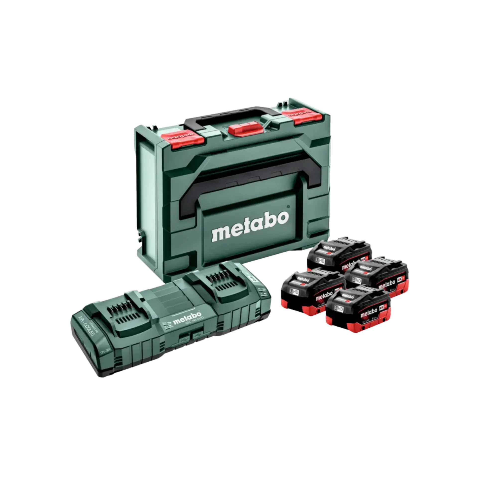 Batterij basis-set in koffer : 18V - 4X8.0AH LiHD + duolader