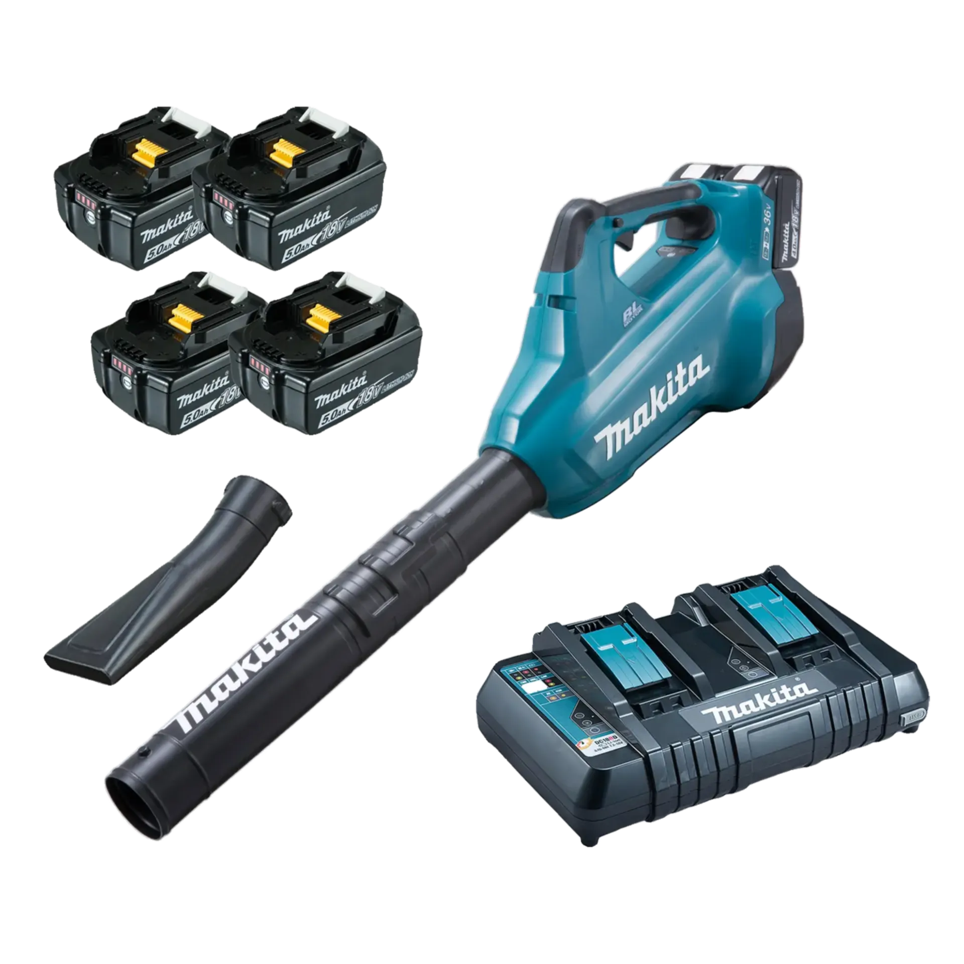 DUB362TX1 Souffleur sans fil (4X 5AH 21500 TPM 194 KM/H) DUB362TX1 Souffleur sans fil (4X 5AH 21500 TPM 194 KM/H)