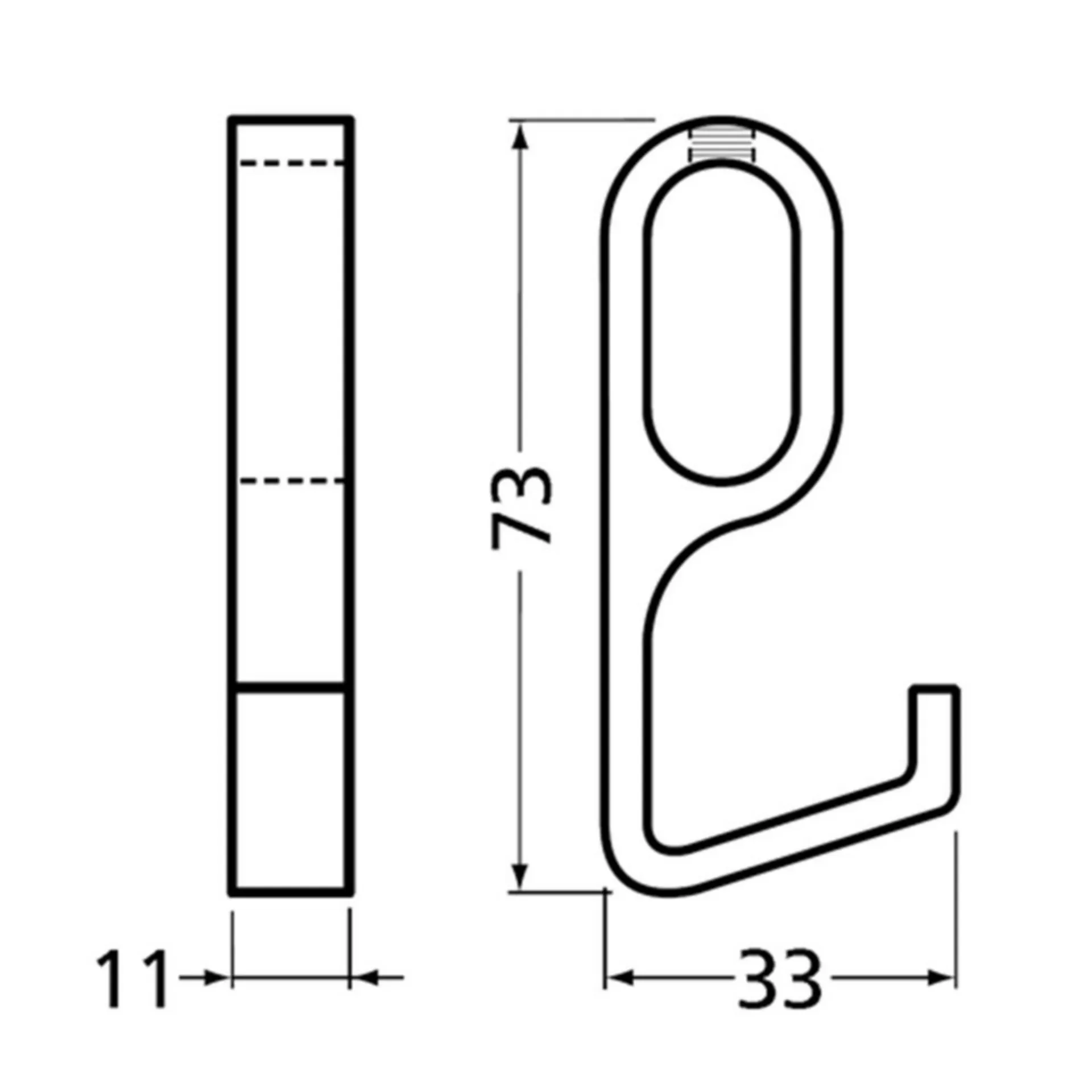CROCHET DCOULISSANT HERMETA POUR TUBE OVALE 1201-18 NOIR