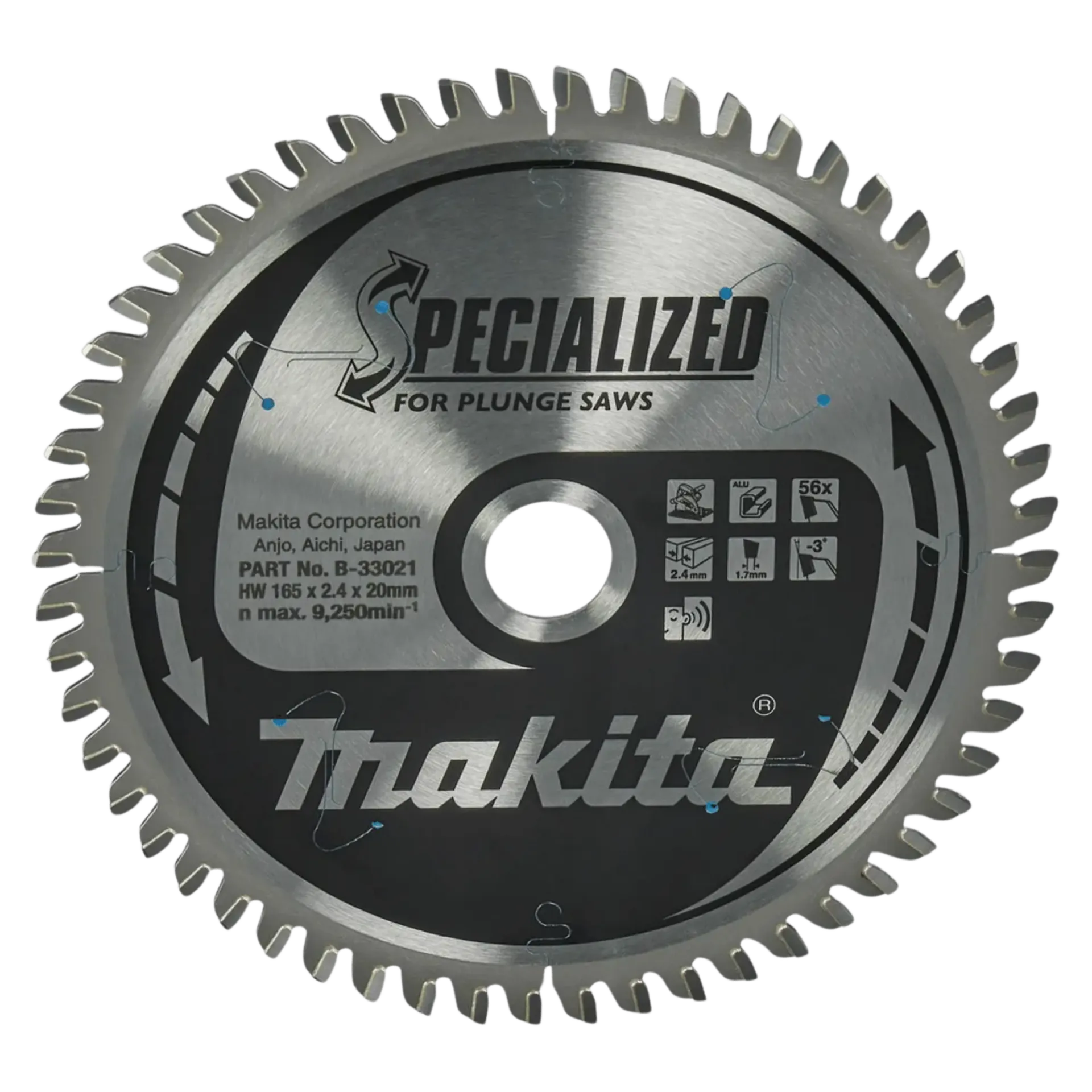 Cirkelzaagblad ø 165 x 20 x 56t - aluminium - invalzaag - ref b-33021 Cirkelzaagblad ø 165 x 20 x 56t - aluminium - invalzaag - ref b-33021