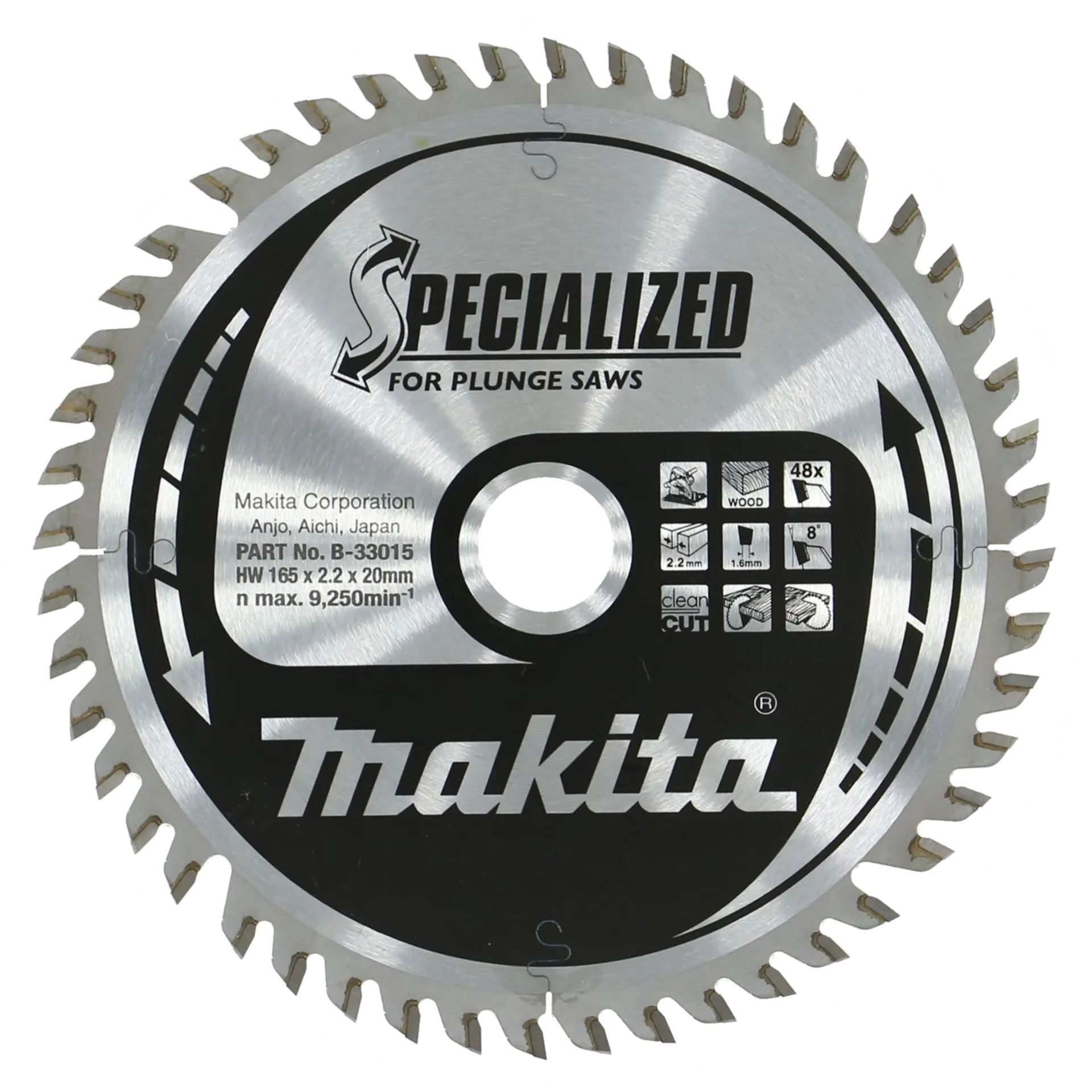 Cirkelzaagblad 165 X 20 mm 48T - Hout - Invalzaag - B-33015 Cirkelzaagblad 165 X 20 mm 48T - Hout - Invalzaag - B-33015