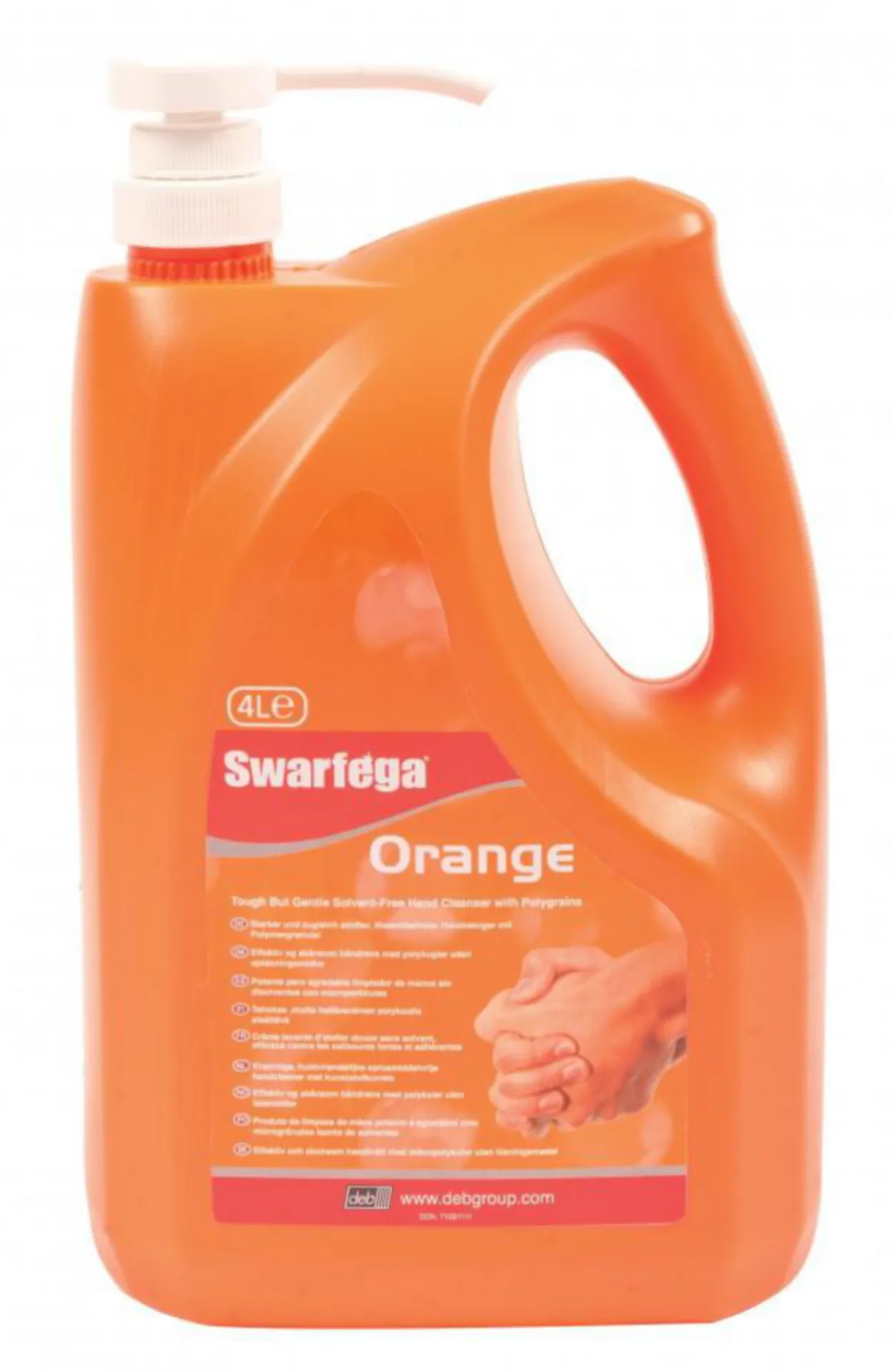 NETTOYANT A MAIN SWARFEGA ORANGE AVEC GRAIN -BIDON + POMPE  4L