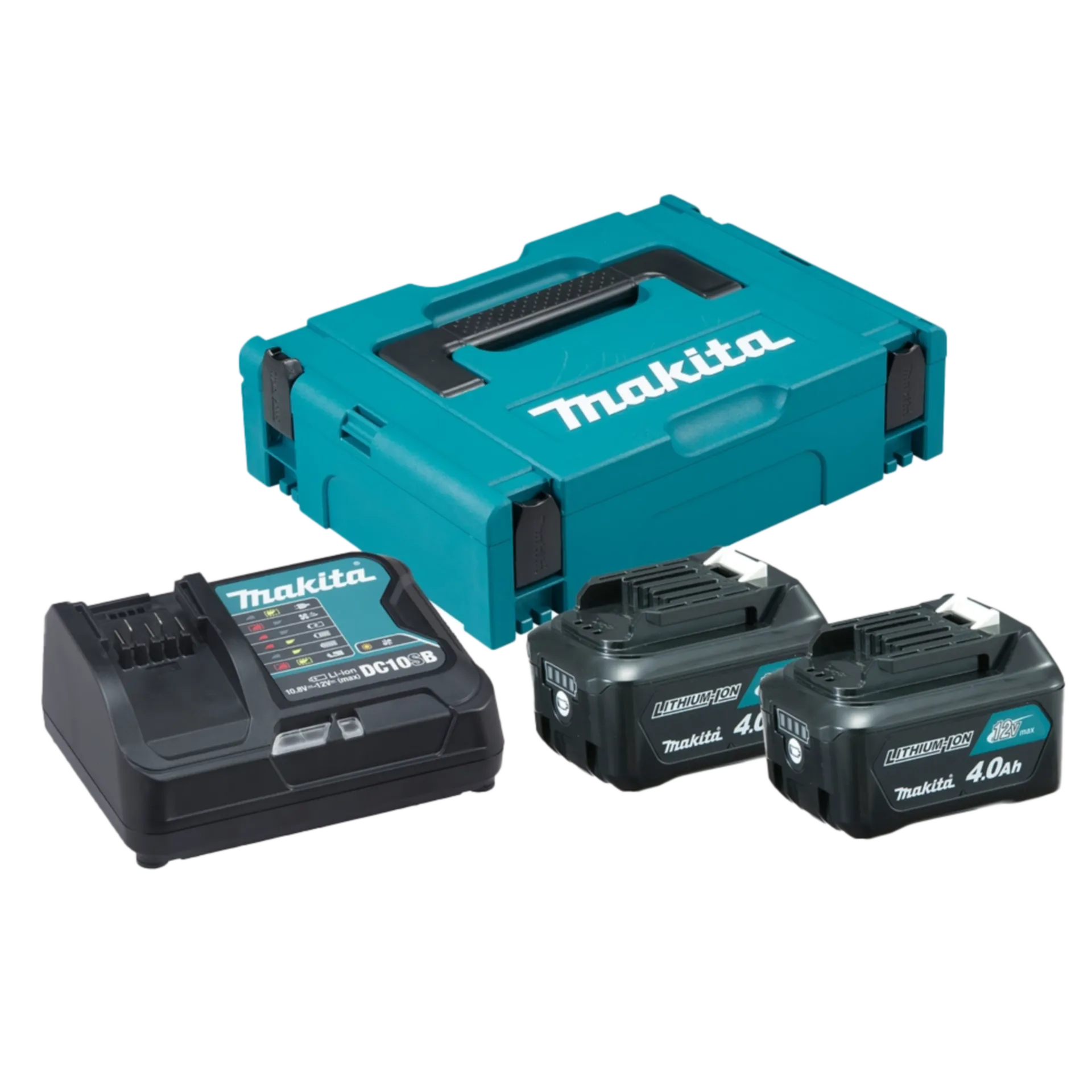 Set de Batteries 10.8 V : BL1041B : 2 x 4 Ah Li-ion + Chargeur DC10SB Set de Batteries 10.8 V : BL1041B : 2 x 4 Ah Li-ion + Chargeur DC10SB