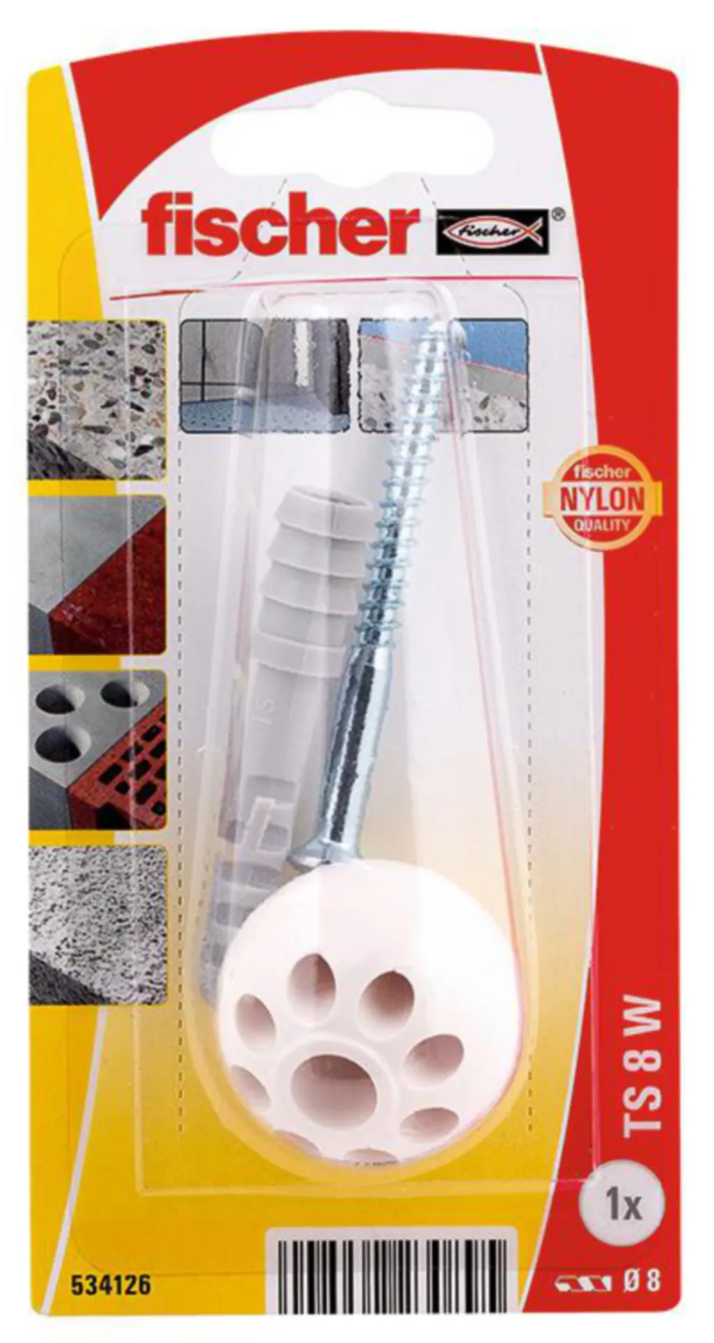 FISCHER ARRÊT DE PORTE TS 8 - BLANC (1 BTE = 10 BLISTERS)