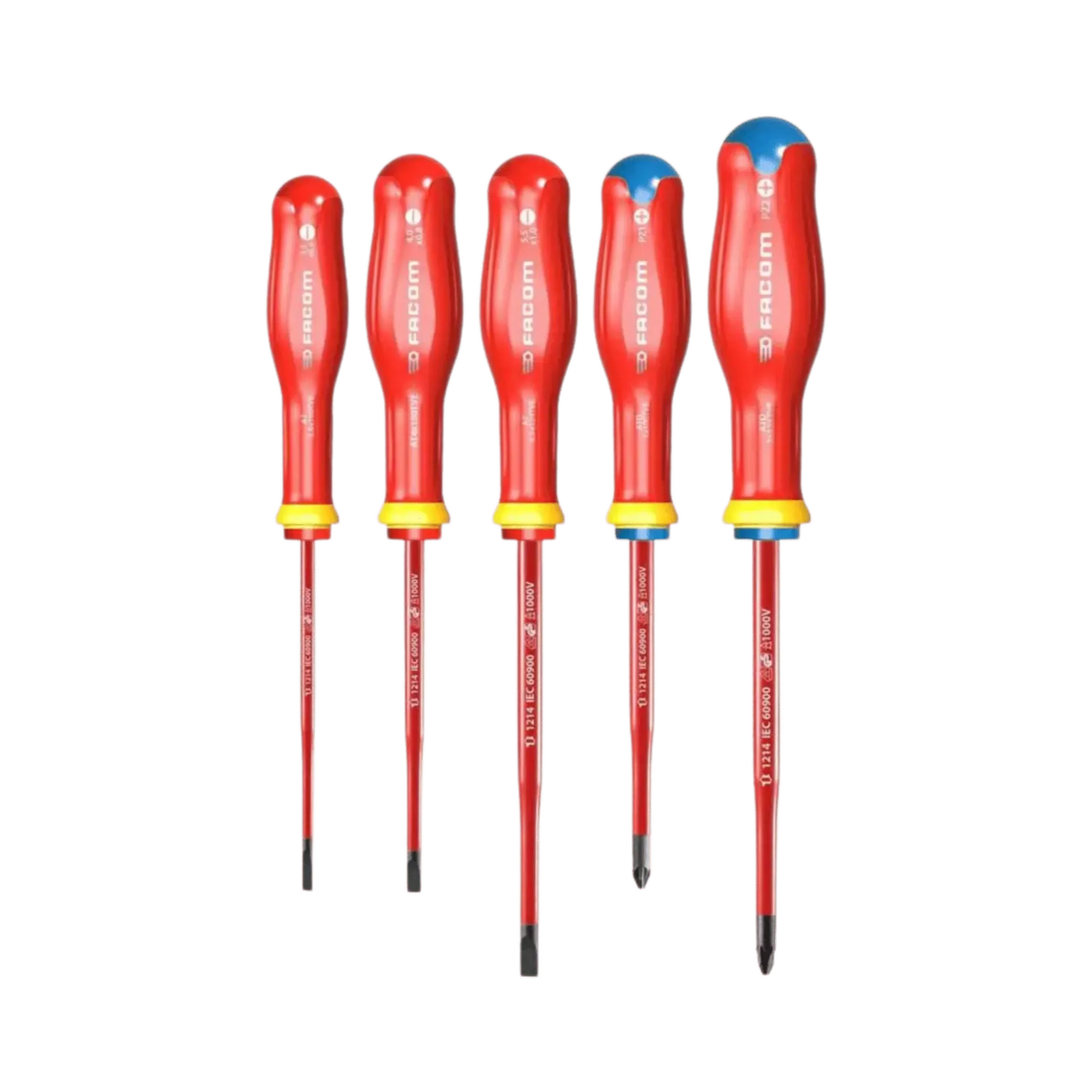 Set (5) Geïsoleerde Schroevendraaiers Extra Dun Bled Sleuf/PZ