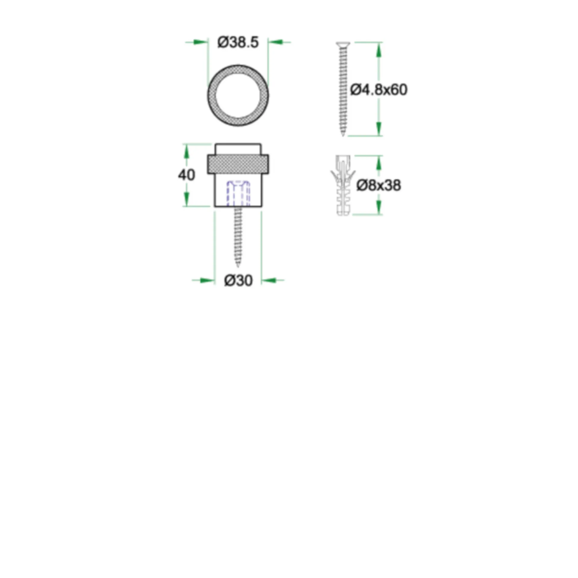 Artitec 02004 deurbuffer (vloermontage, inox, 30x40 mm)