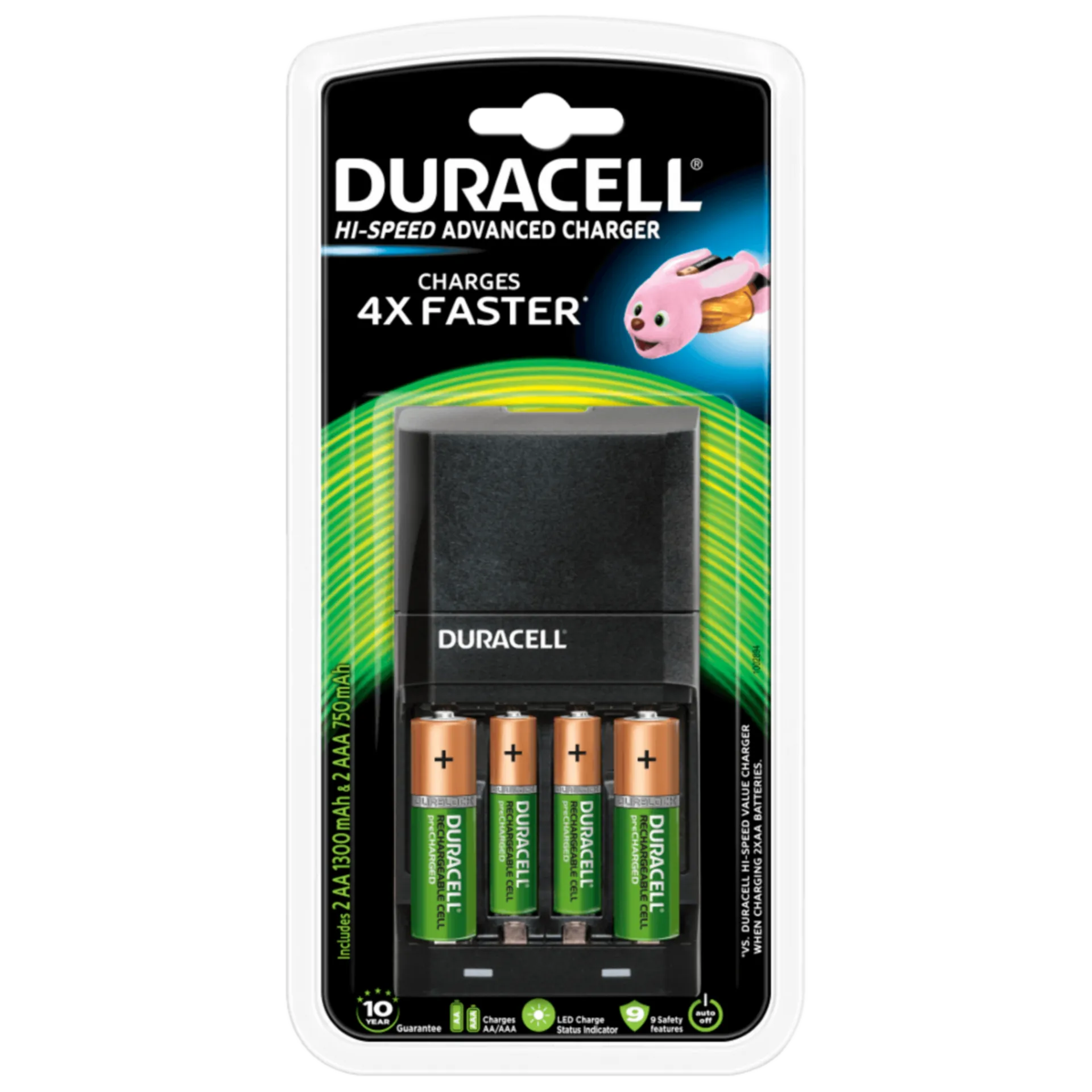Duracell CEF27 Chargeur batteries universel (pour NiMH, inclus 2 AA et 2 AAA)