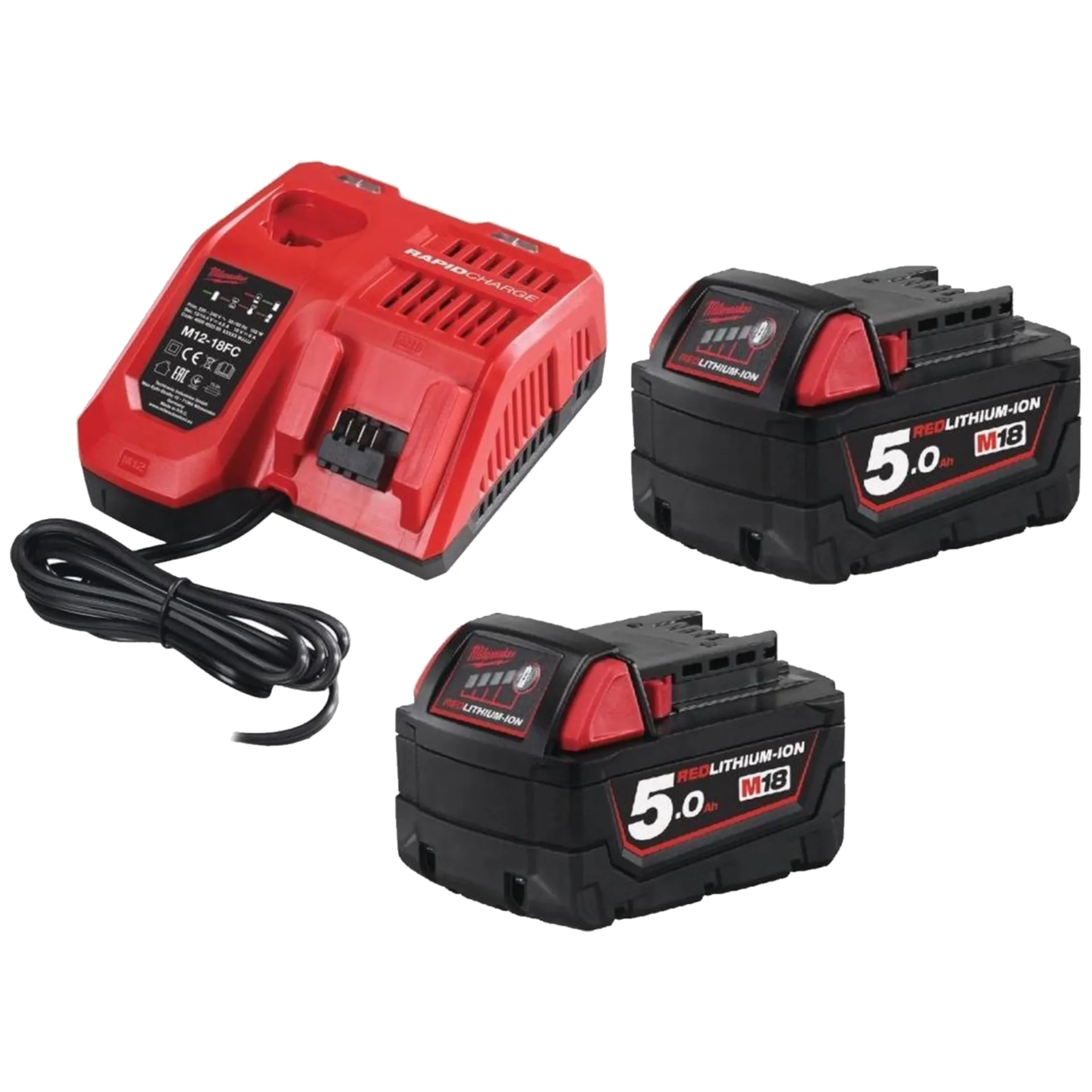 Set Batterijen 18V NRG-502 : 2 X 5 Ah Li-ion + Lader