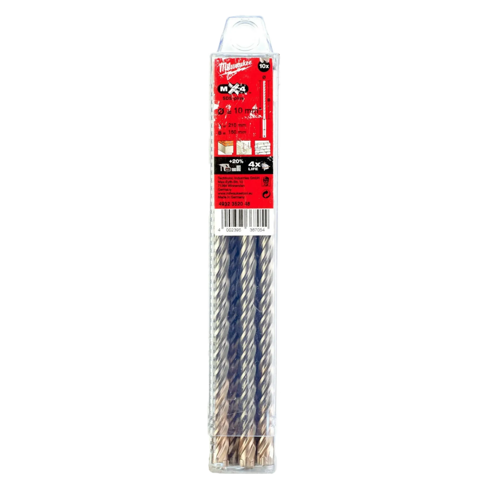 Foret à marteau SDS-PLUS MX4 10 x 210 x 150 mm (10 pièces)