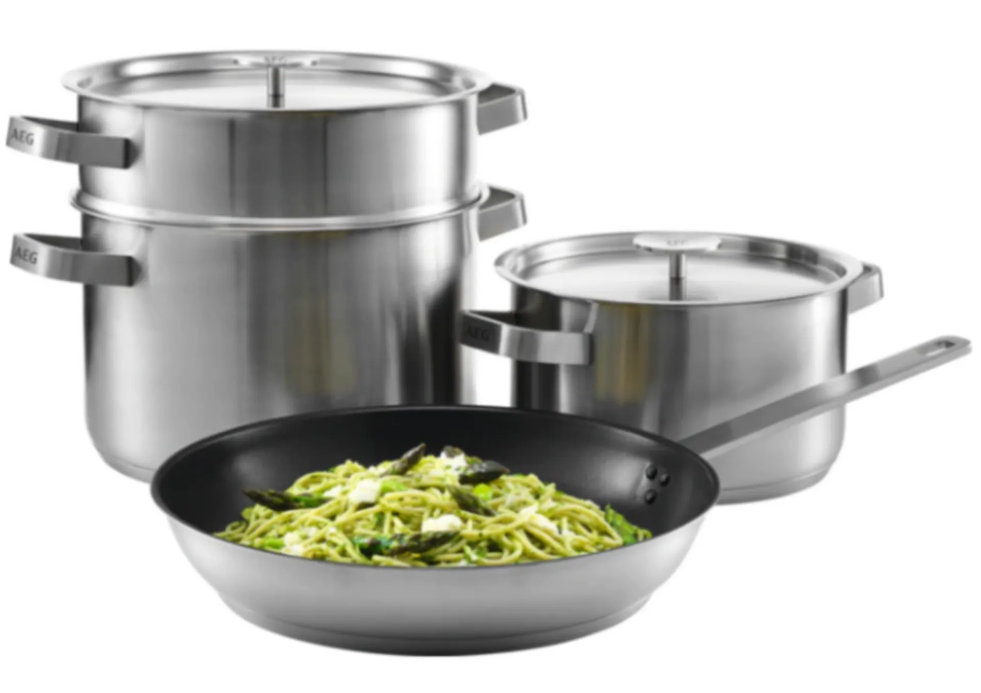 AEG A4SS Accessoire Table de cuisson Set de casseroles 4 pcs : cocotte inox Ø 20