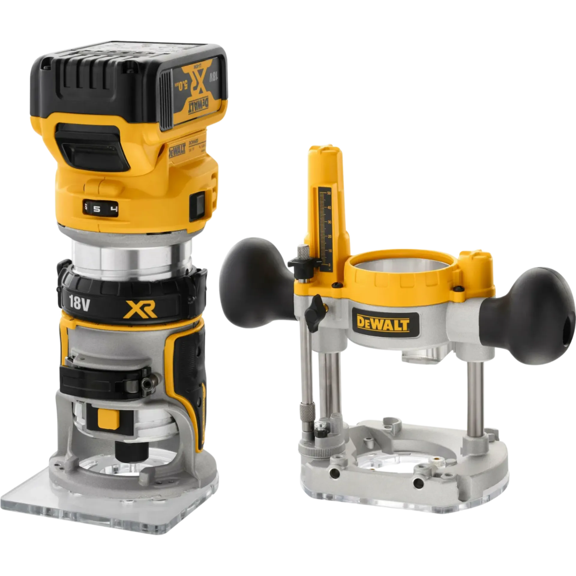 Défonceuse plongeante sans balais avec semelle interchangeable (18 V - 2 x 5,0 Ah) Défonceuse plongeante sans balais avec semelle interchangeable (18 V - 2 x 5,0 Ah)