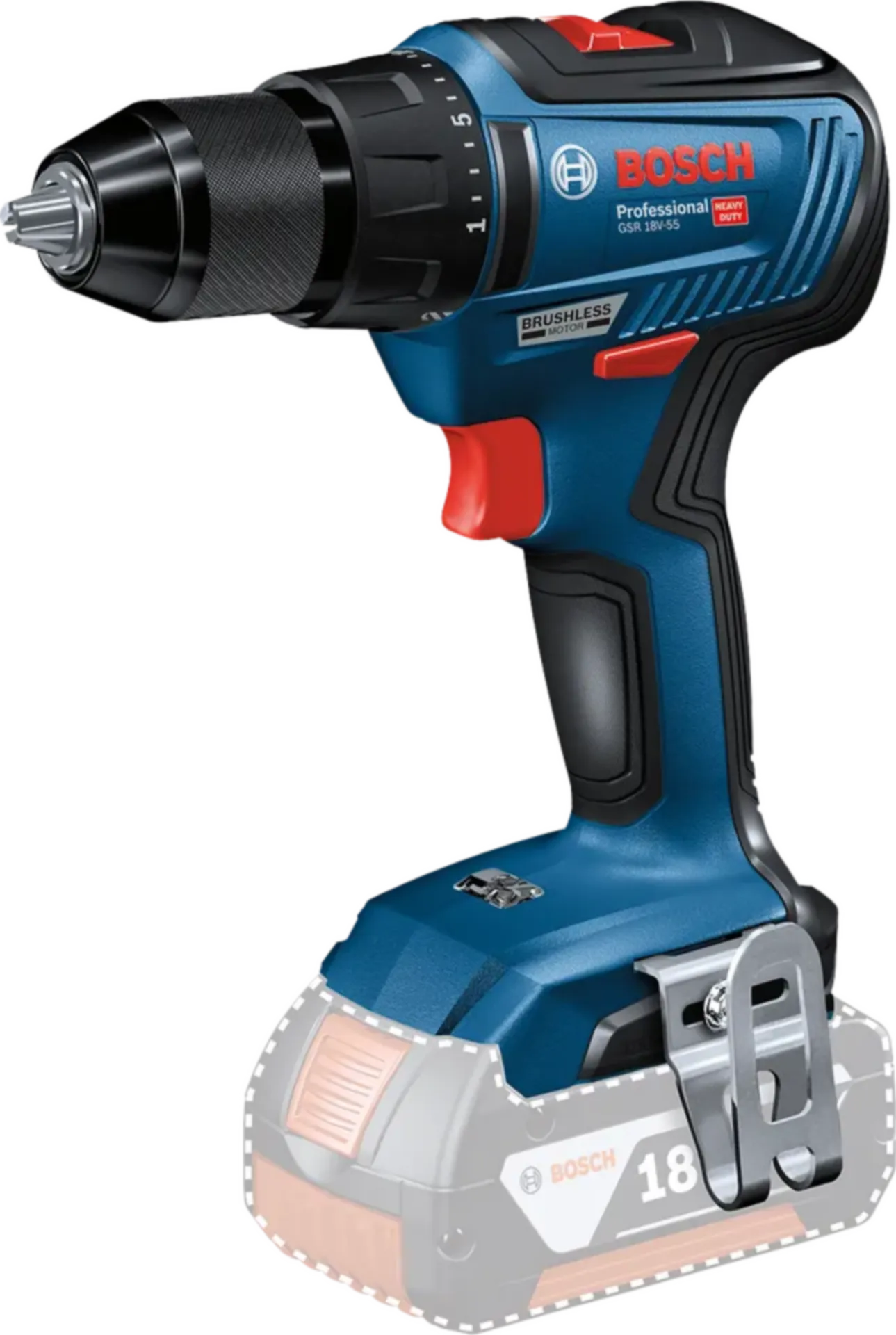 Schroef- en boormachine GSR 18 V-55 (18V - zonder accu) Schroef- en boormachine GSR 18 V-55 (18V - zonder accu)