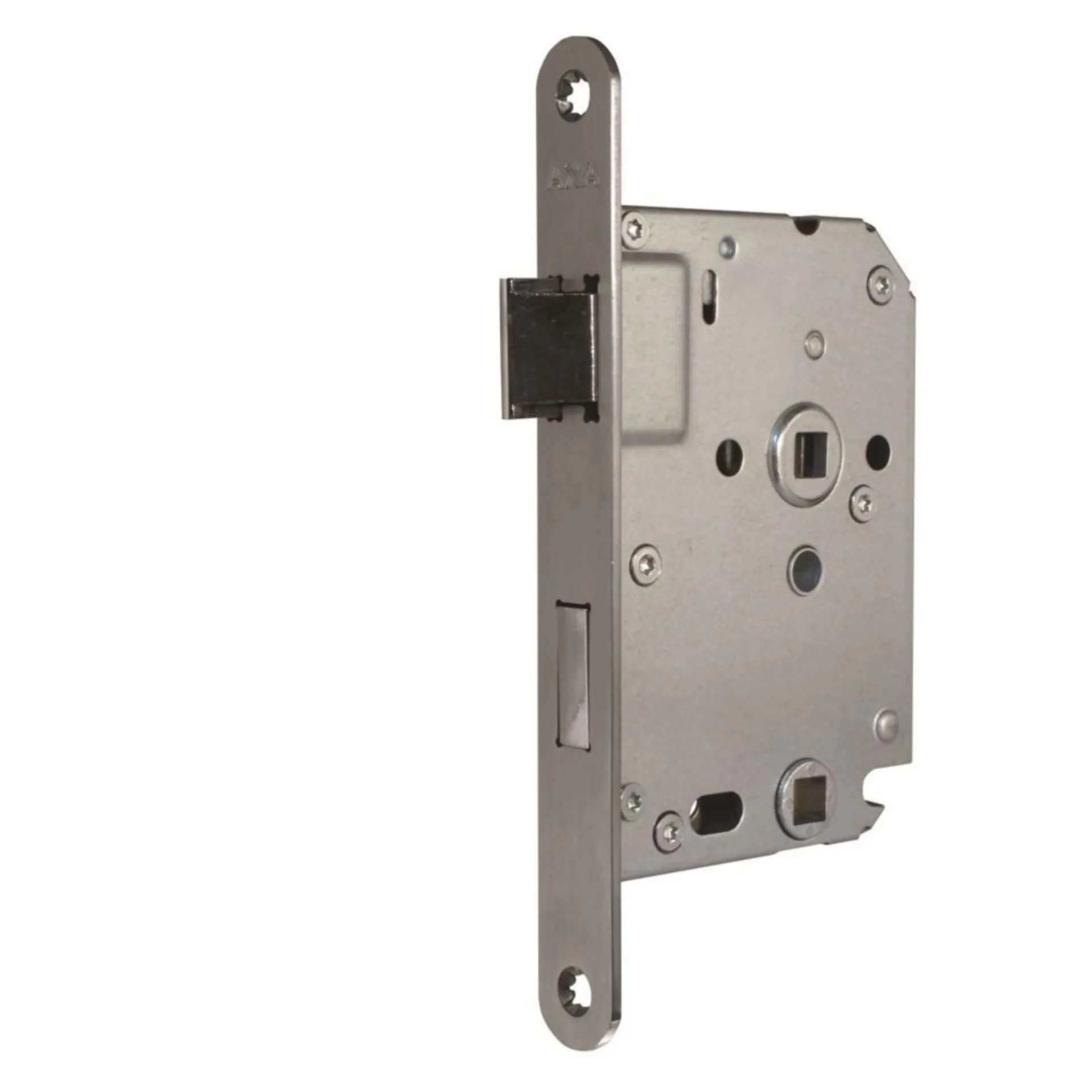 AXA 7165 serrure de toilette intérieure (inox arrondi, entraxe 63 mm, entrée 50 mm)