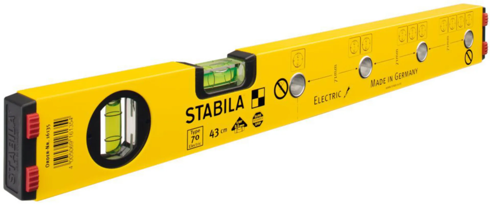 Stabila 16135 Niveau type 70 (43 cm, trous pour électriciens)