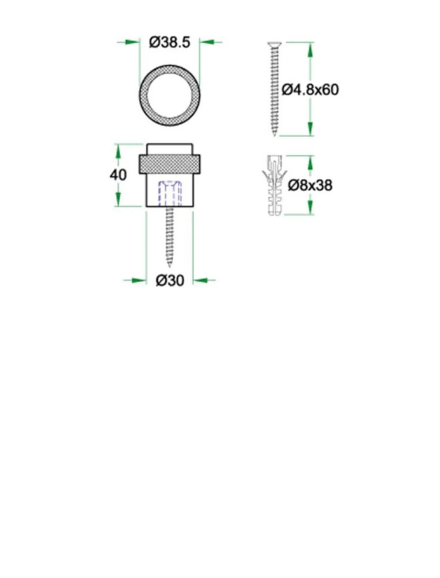 Artitec 02004 deurbuffer (vloermontage, dia.30mm x 40mm, zwart)