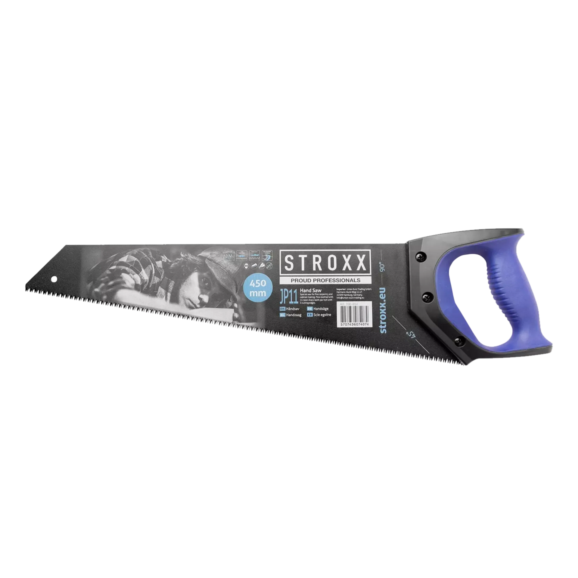 Scie à main 450 mm enduit noir 11D/pouce pour travail de coupe fin Scie à main 450 mm enduit noir 11D/pouce pour travail de coupe fin