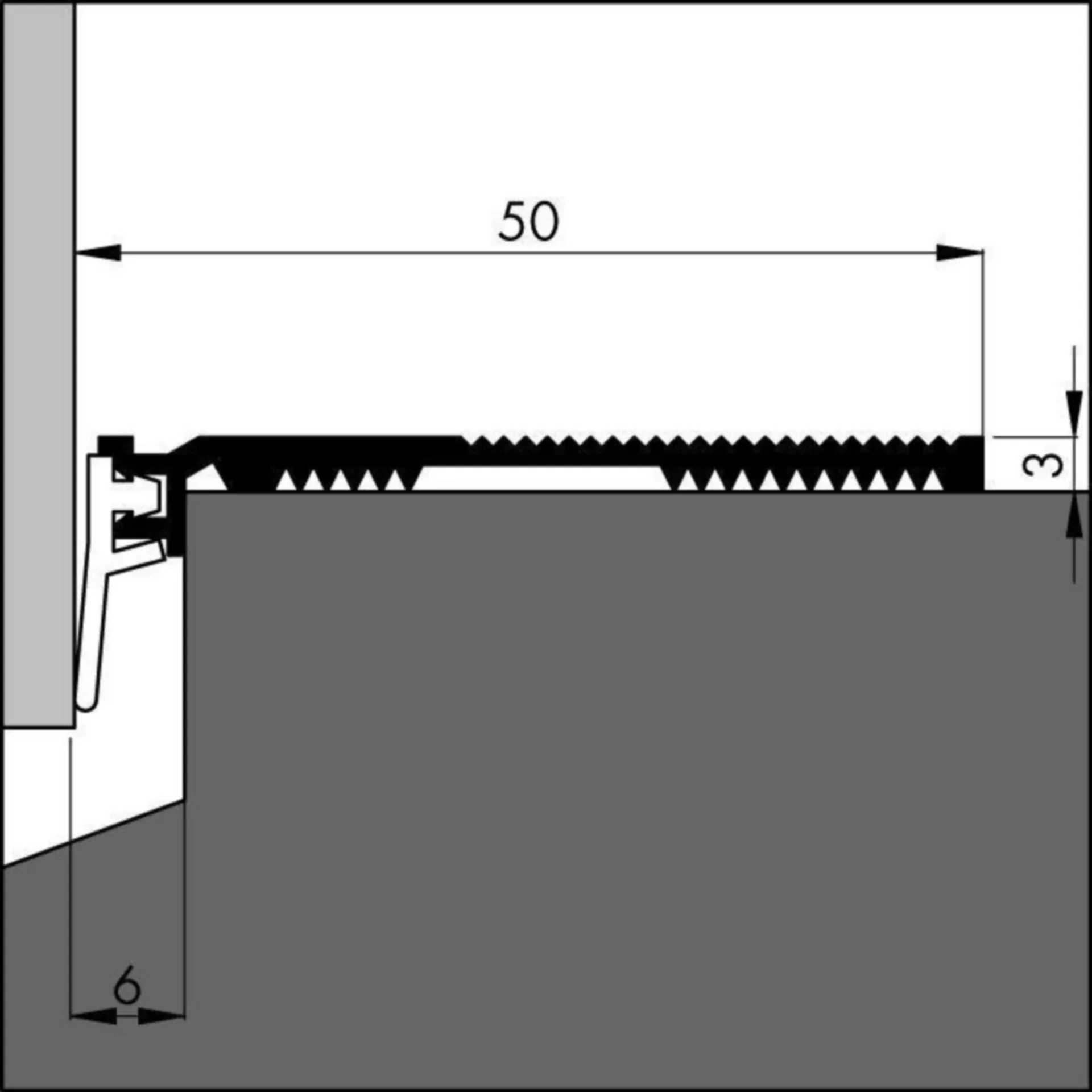 BANDE ANTI-DERAP. ELTON ANB7 AVEC JOINT PVC 50MM LARG.  L=1000MM