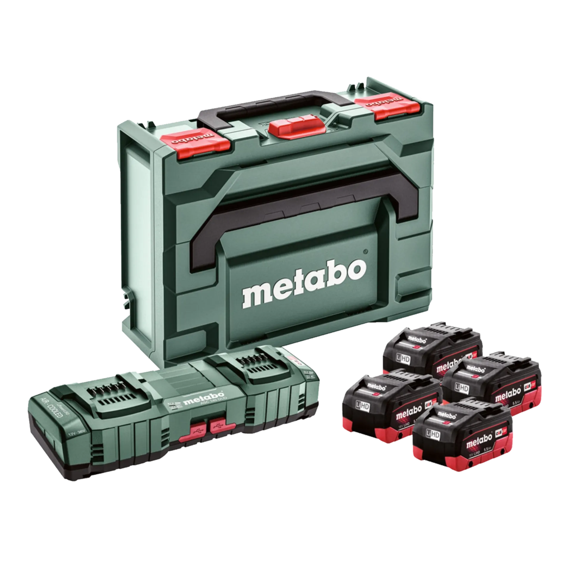 Set de batteries 18V 4x 5.5 Ah Li-ion HD + Chargeur ASC 145 Duo