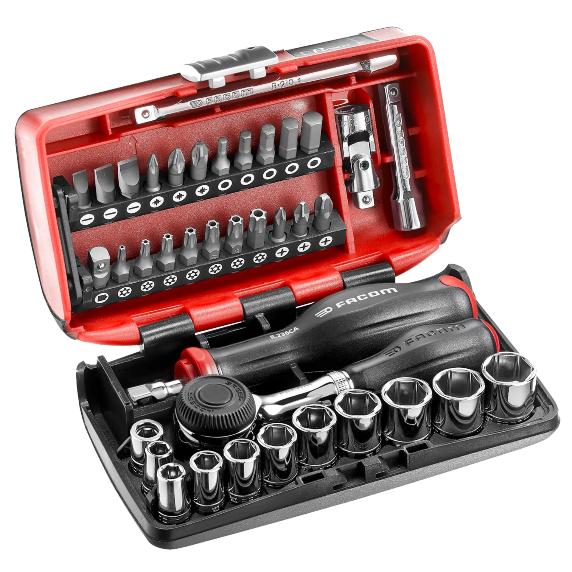 Nano Ultra Compacte DoppenSet 1/4" Met Ratel R.360 - 6 Kant Nano Ultra Compacte DoppenSet 1/4" Met Ratel R.360 - 6 Kant