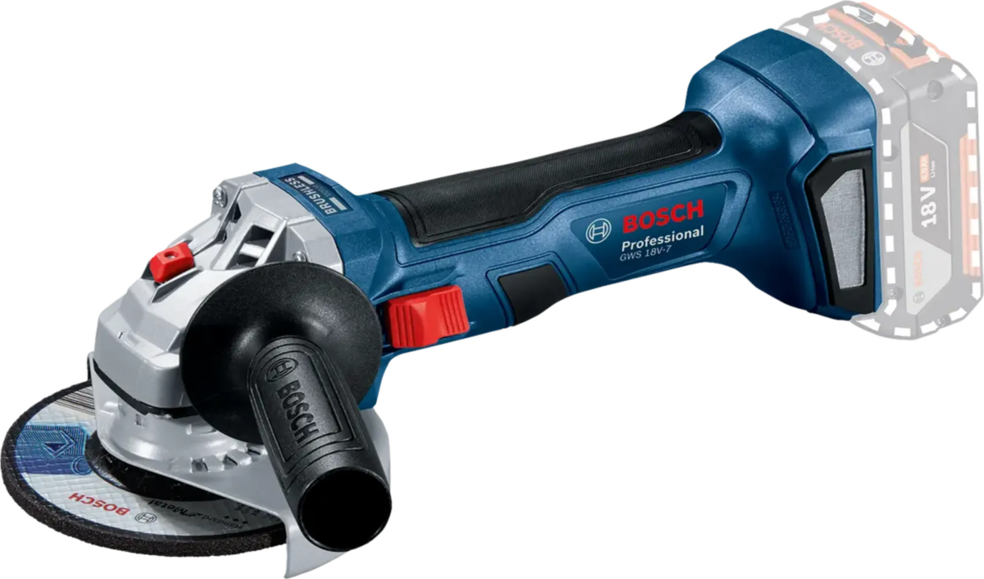 Accu haakse slijper GWS 18V-7 (18V - zonder accu )