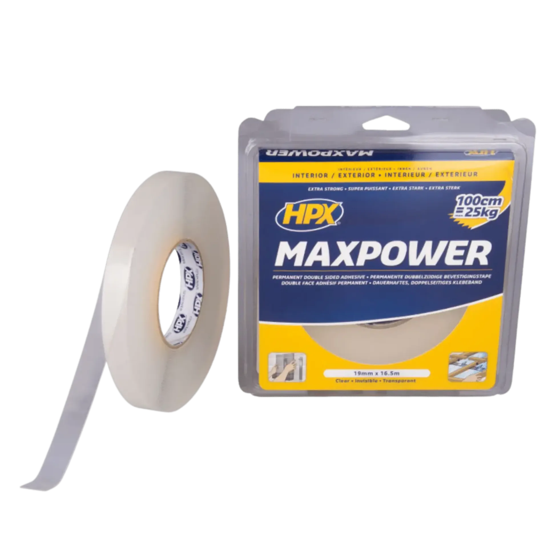 Max Power transparent bevestigingstape - 19mm x 16,5m Max Power transparent bevestigingstape - 19mm x 16,5m