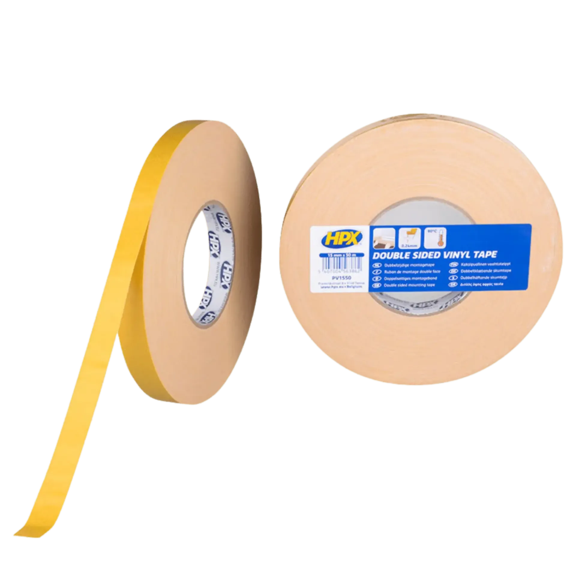 Ruban adhésif en film PVC blanc 15mm x 50m