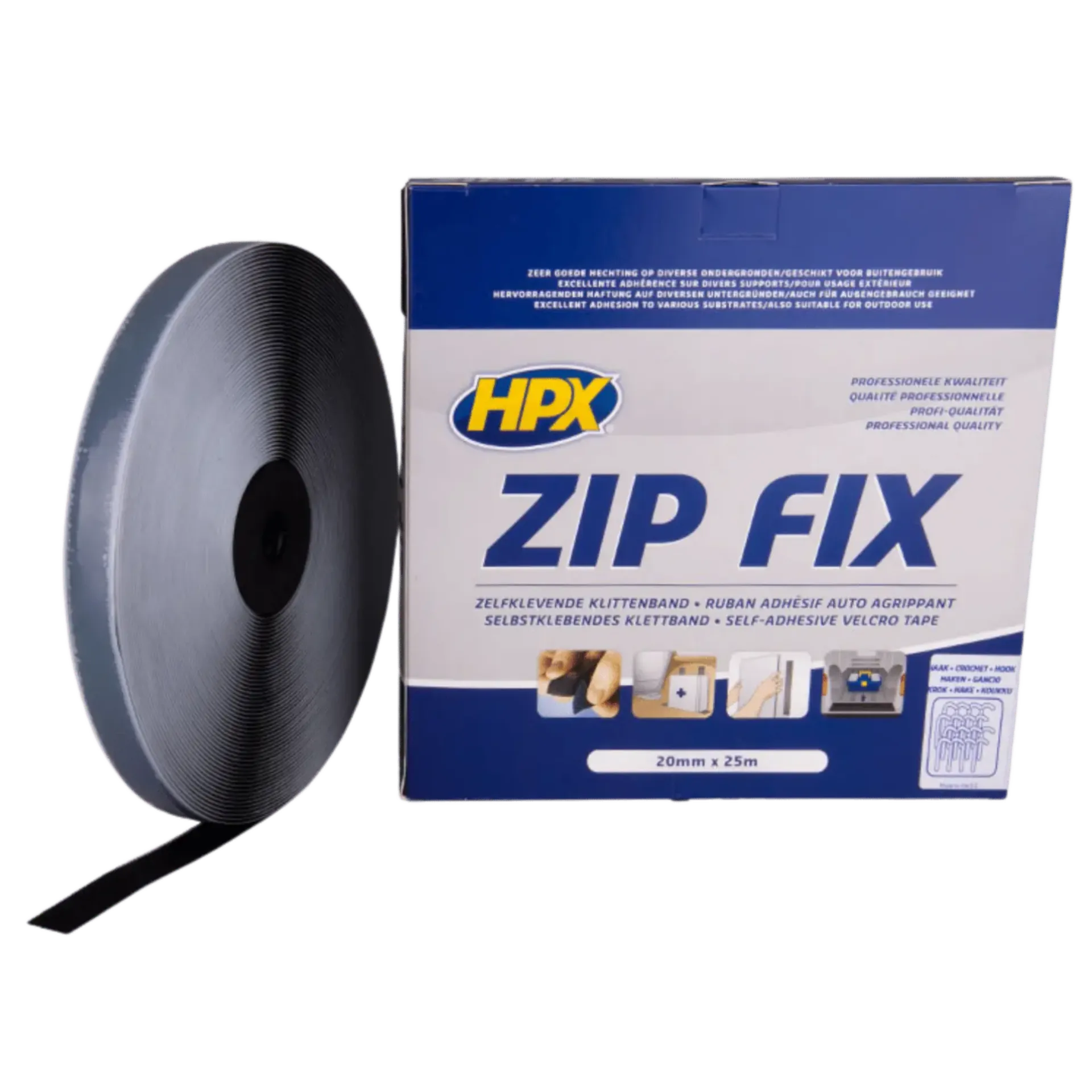 Zip Fix klittenband (LUS) - zwart 20mm x 25m Zip Fix klittenband (LUS) - zwart 20mm x 25m