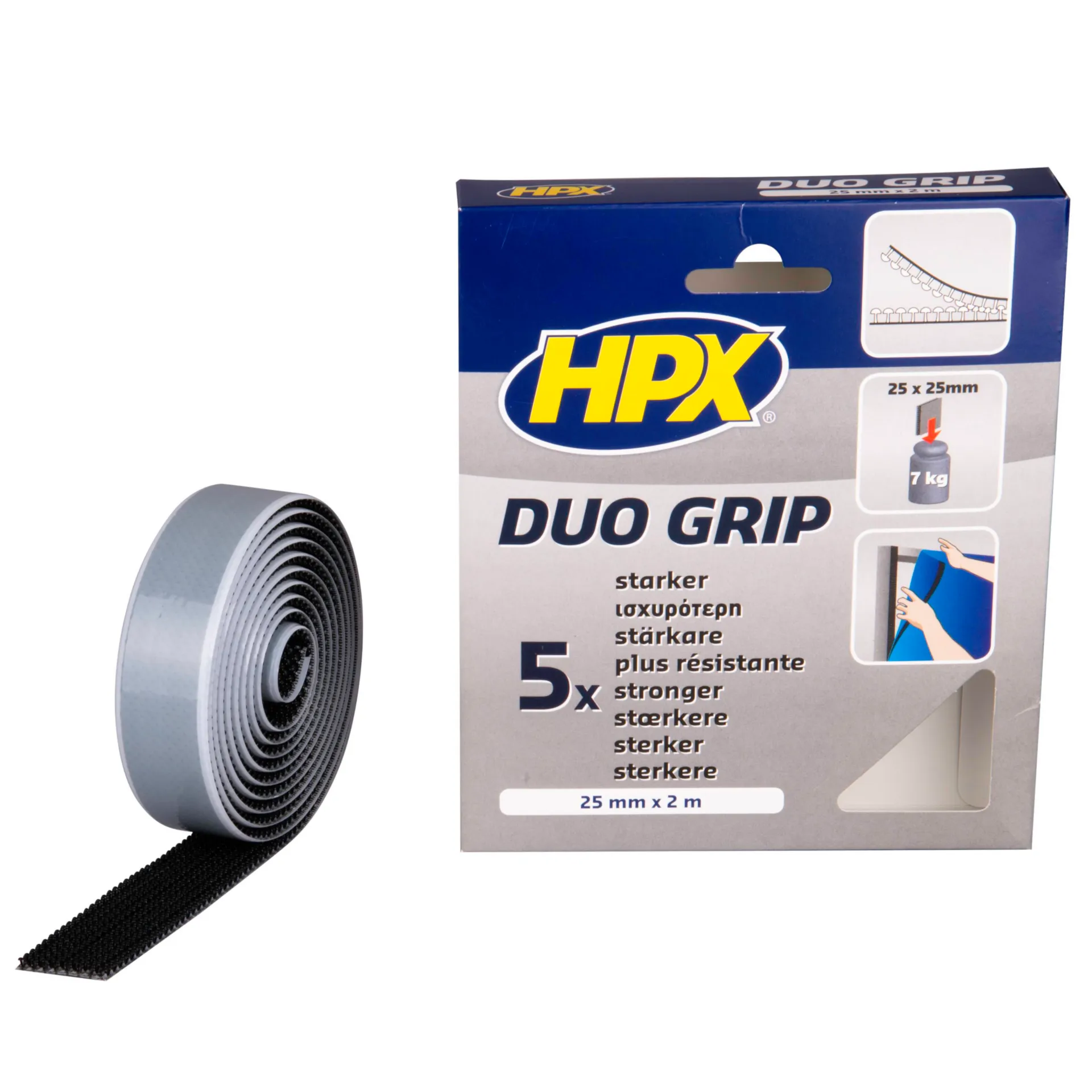 HPX Duo Grip ruban de fixation à clip réajustable (noir, 25 mm x 2 m)