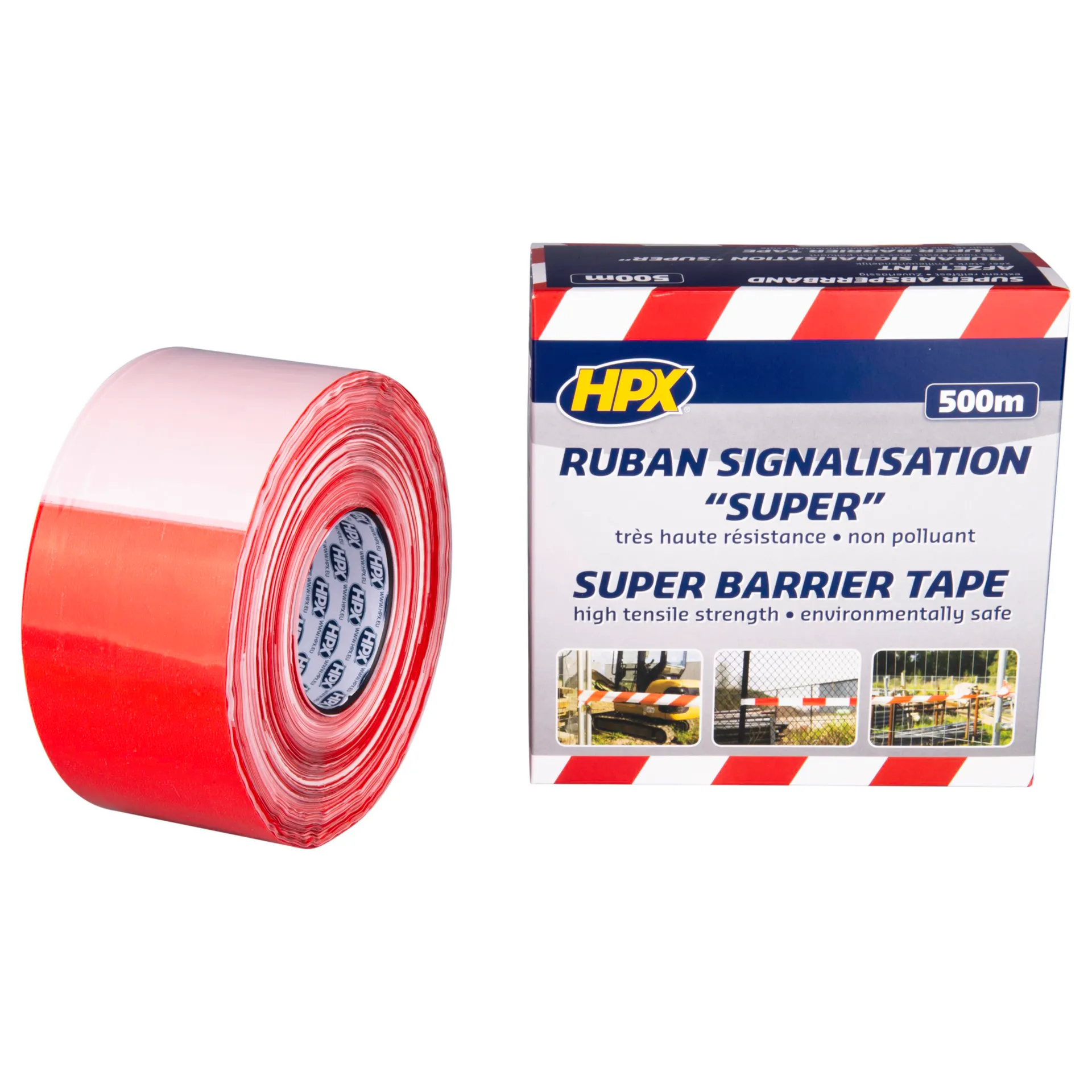 HPX - BANDE PROTECTRICE - BLANC/ROUGE 80MM X 500M