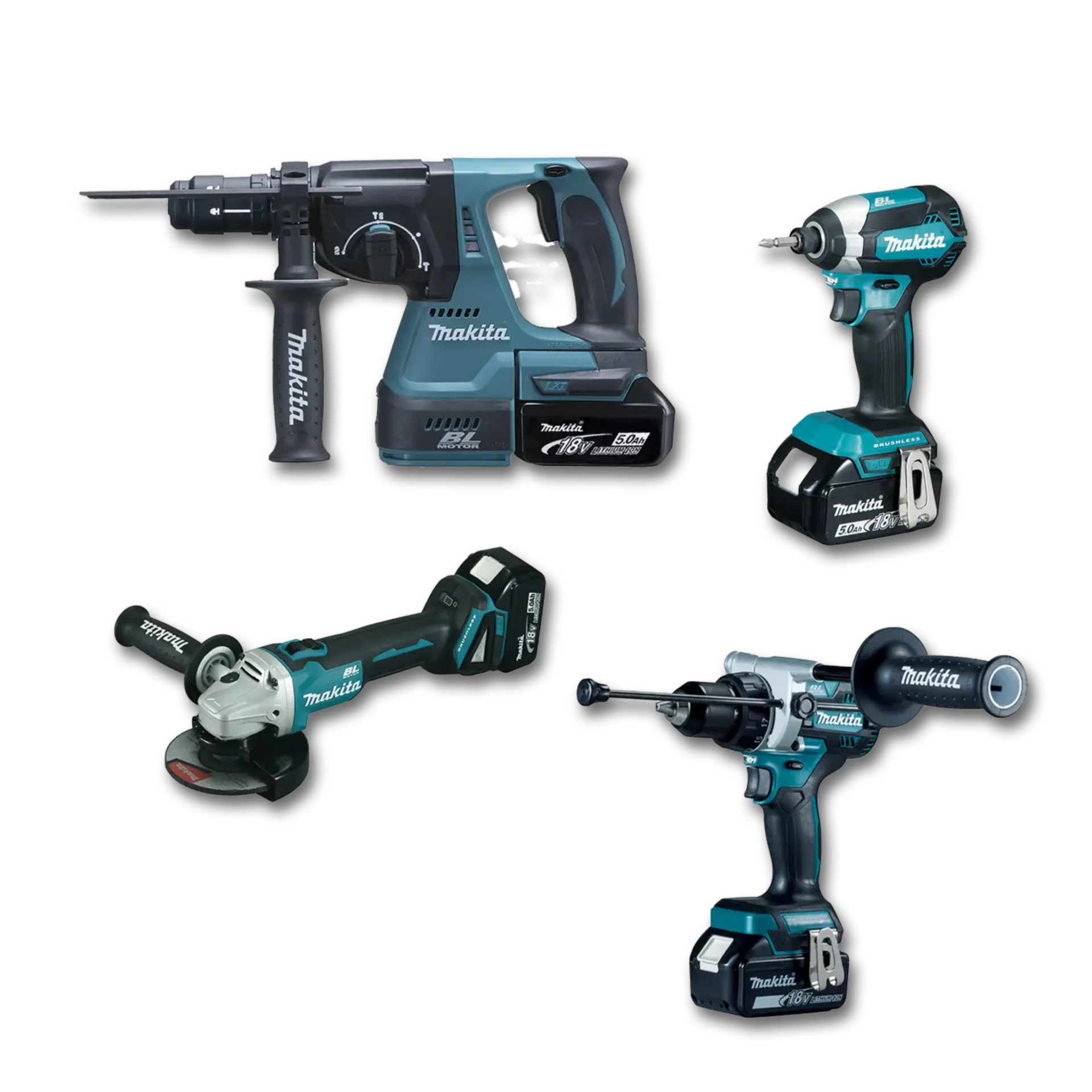 DLX4159TJ Combiset sans fil 4 machines 18V (3 x 5,0Ah Li-ion, chargeur inclus, avec coffret MAKPAC)
