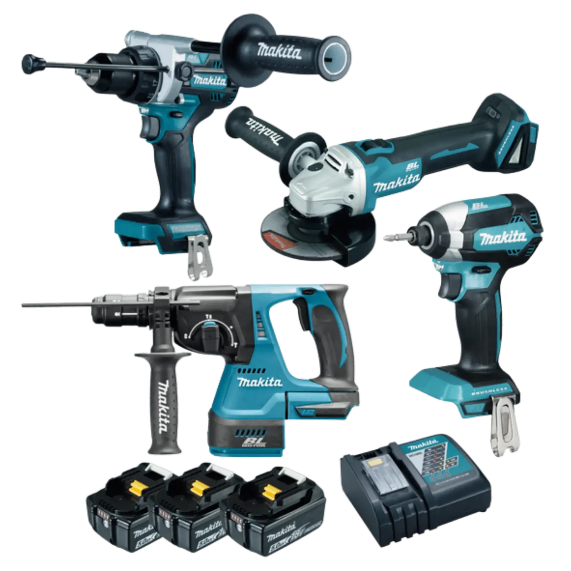 DLX4159TJ Combiset sans fil 4 machines 18V (3 x 5,0Ah Li-ion, chargeur inclus, avec coffret MAKPAC)