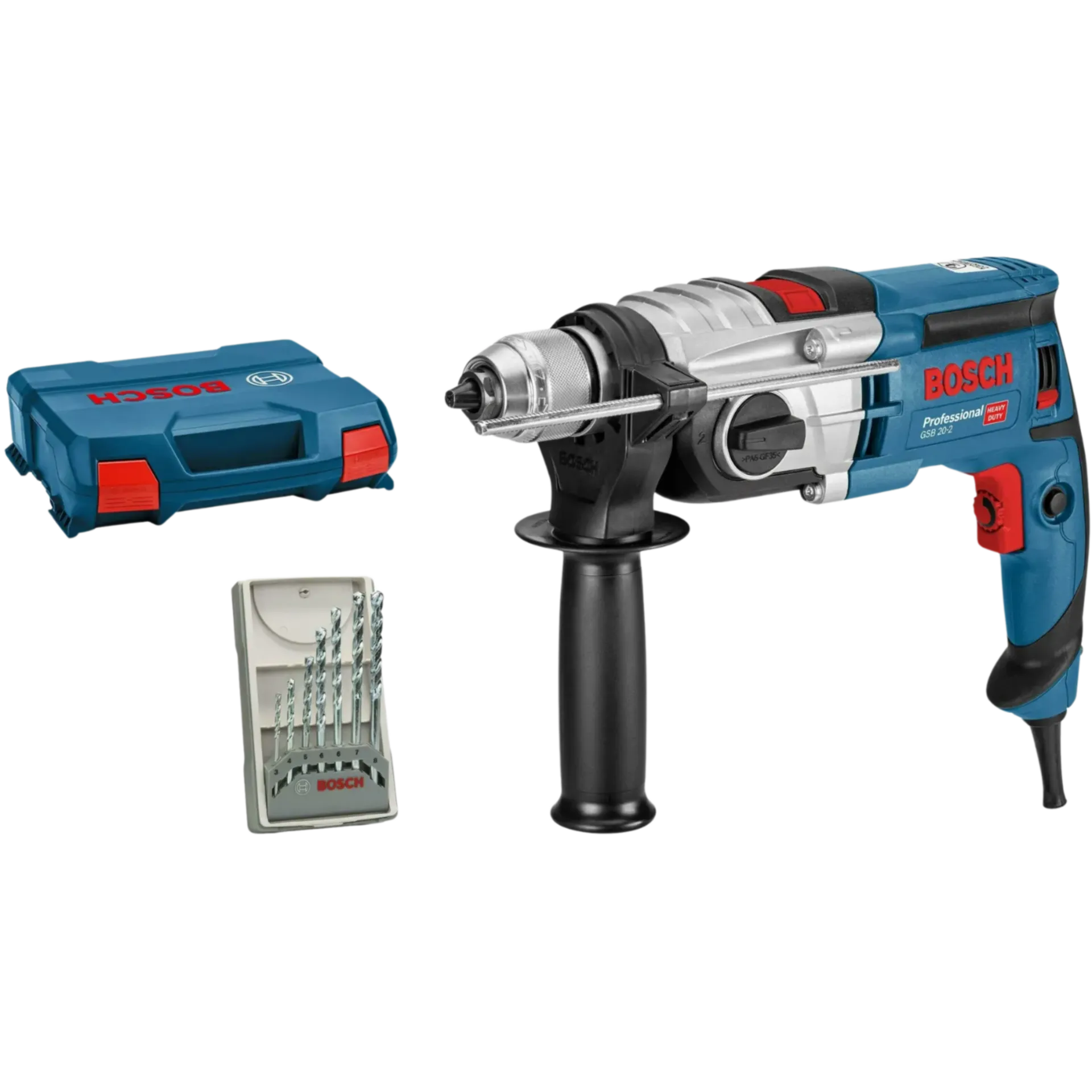 Klopboormachine GSB 20-2 met 7 X-PRO LINE CUL-1 boren (diepteaanslag 210 mm)