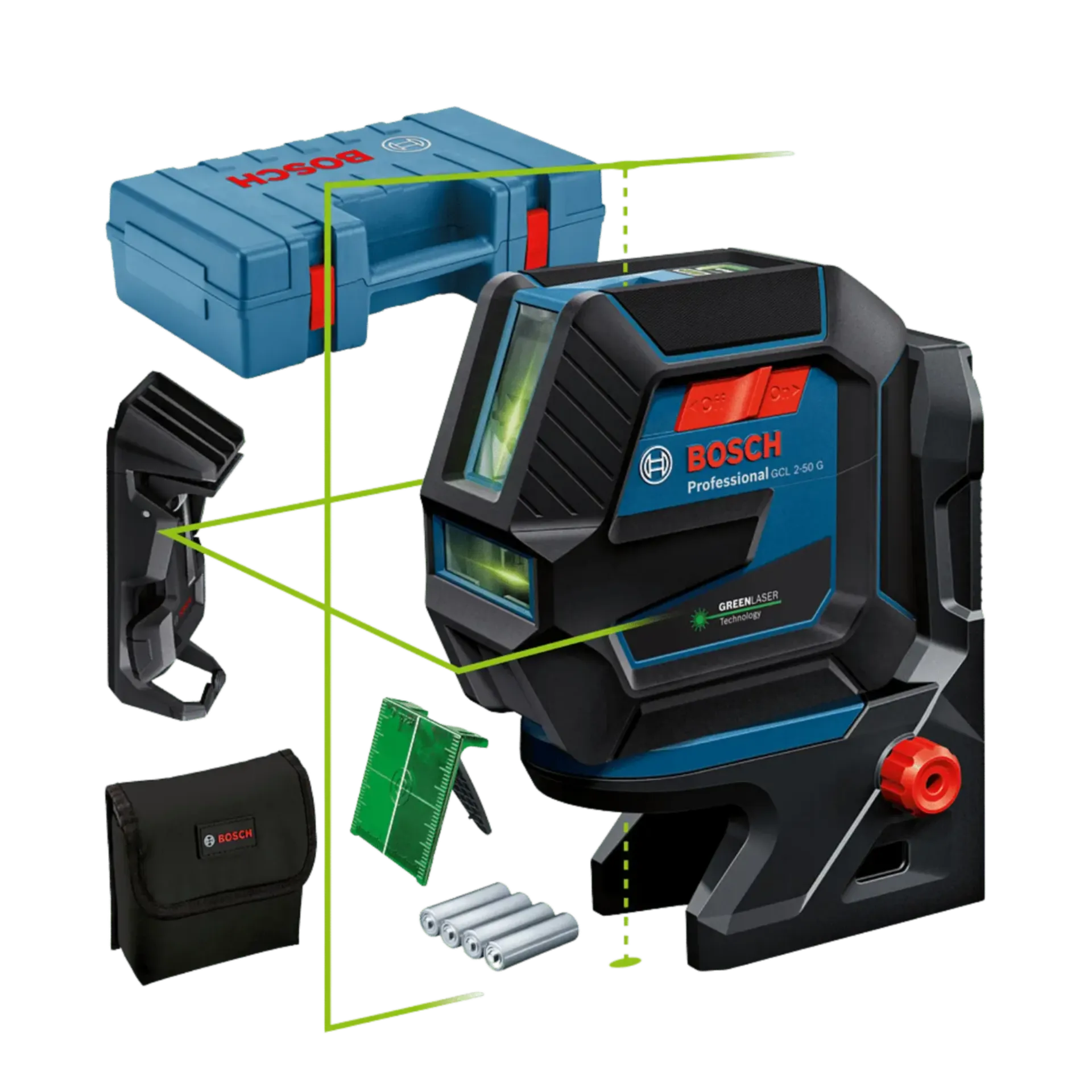 Lijn- en puntlaser GCL 2-50 G (RM 10, DK 10, 4x AA batterijen)