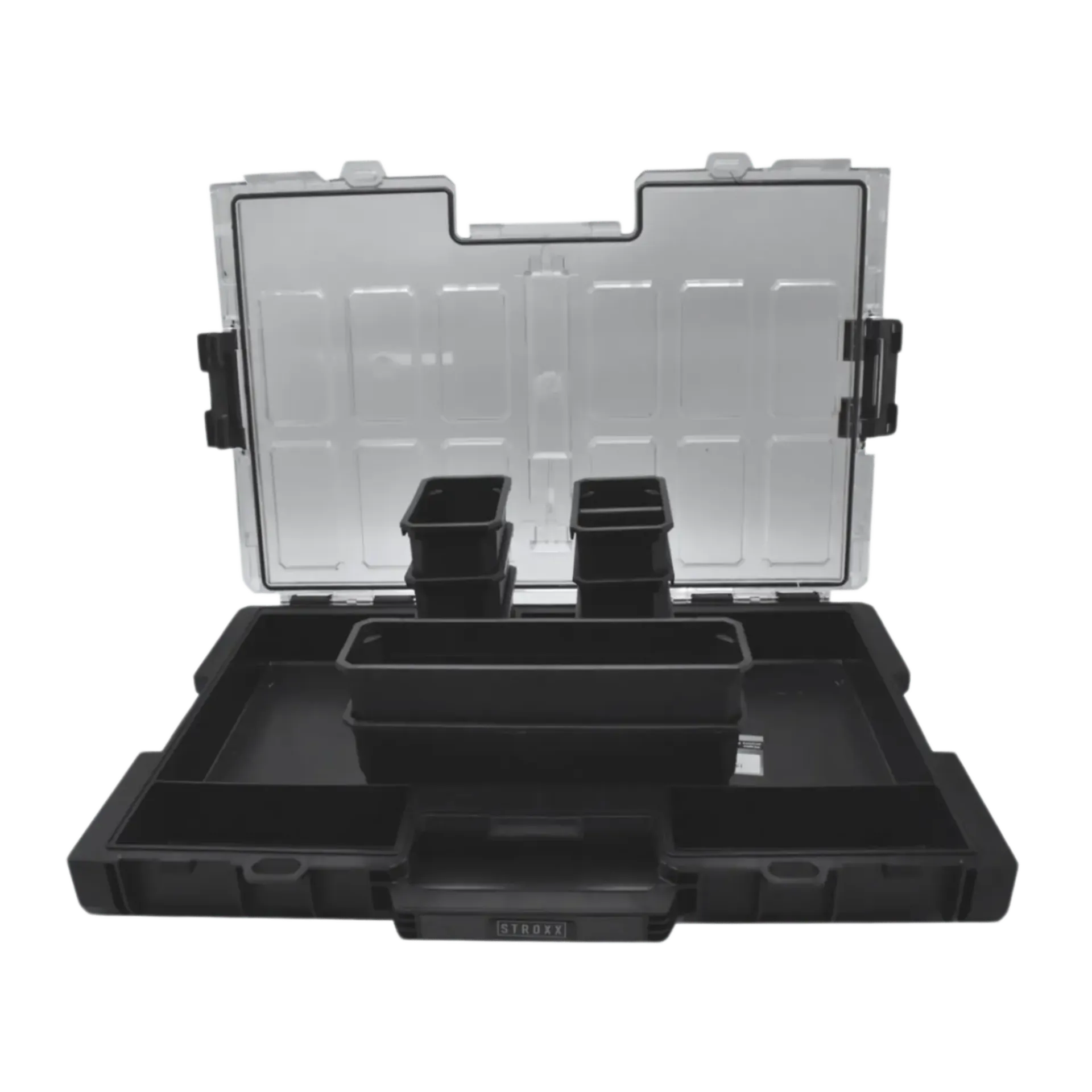 STROXX 531X379X77MM Organiseur L système Stroboxx (couvercle polycarbonate, séparateurs)