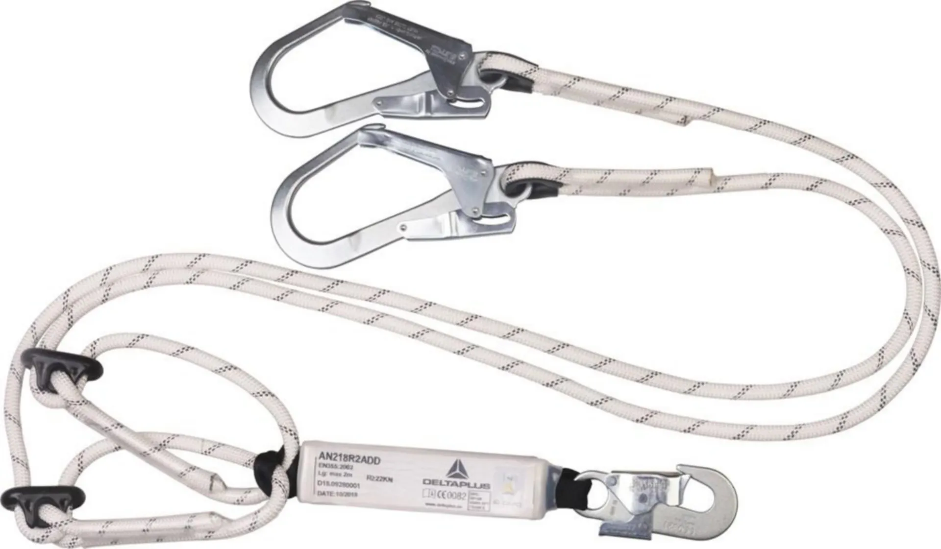 ABSORBEUR DÉNERGIE À DOUBLE LONGE CORDE RÉGLABLE 1,5 À 2M + 1 AM010 + 2 AM022