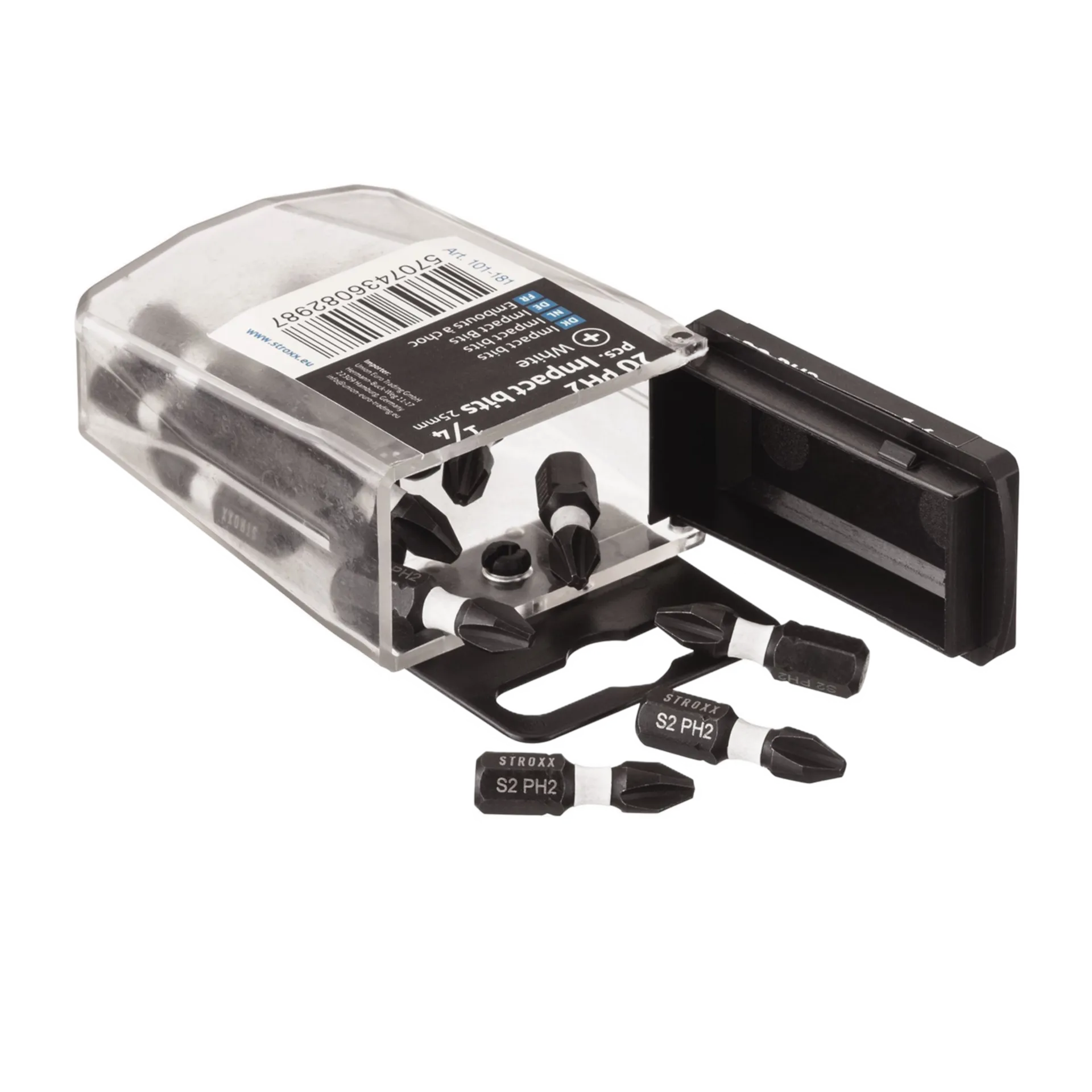 Impact bits PH2 1/4" x 25mm blanc (20 pièces) Impact bits PH2 1/4" x 25mm blanc (20 pièces)
