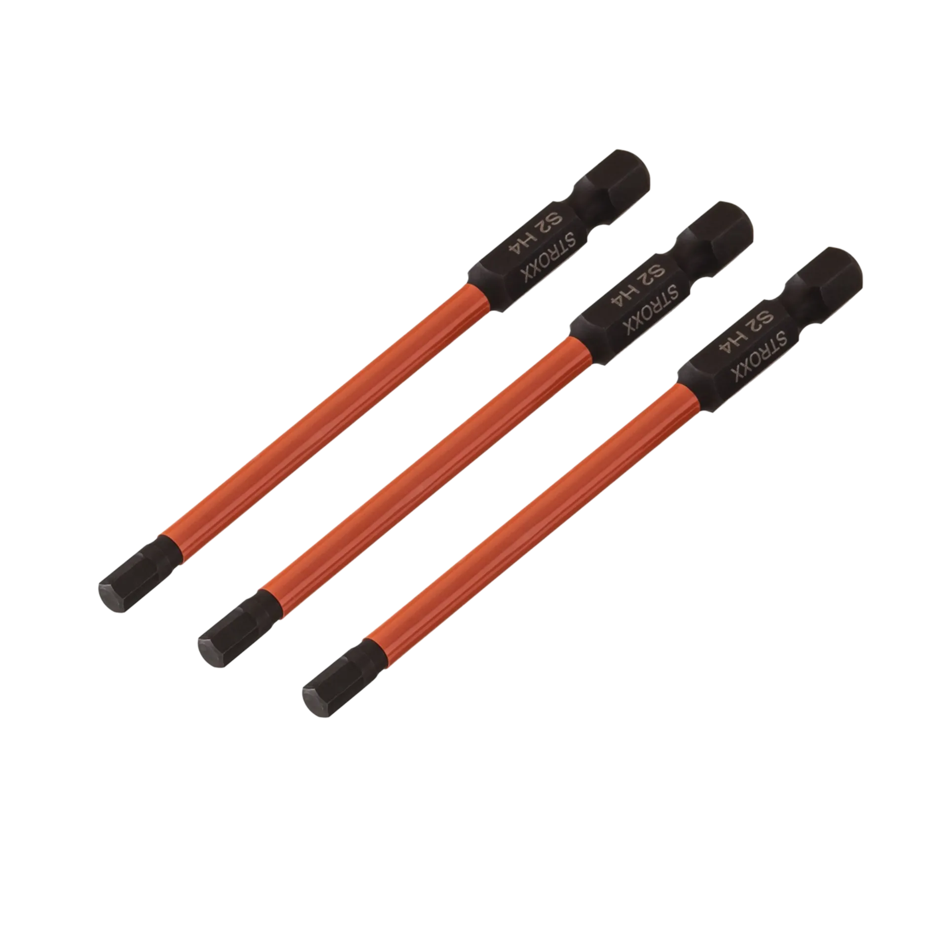 Impact bits HEX4 1/4" x 90mm oranje (3 stuks) Impact bits HEX4 1/4" x 90mm oranje (3 stuks)