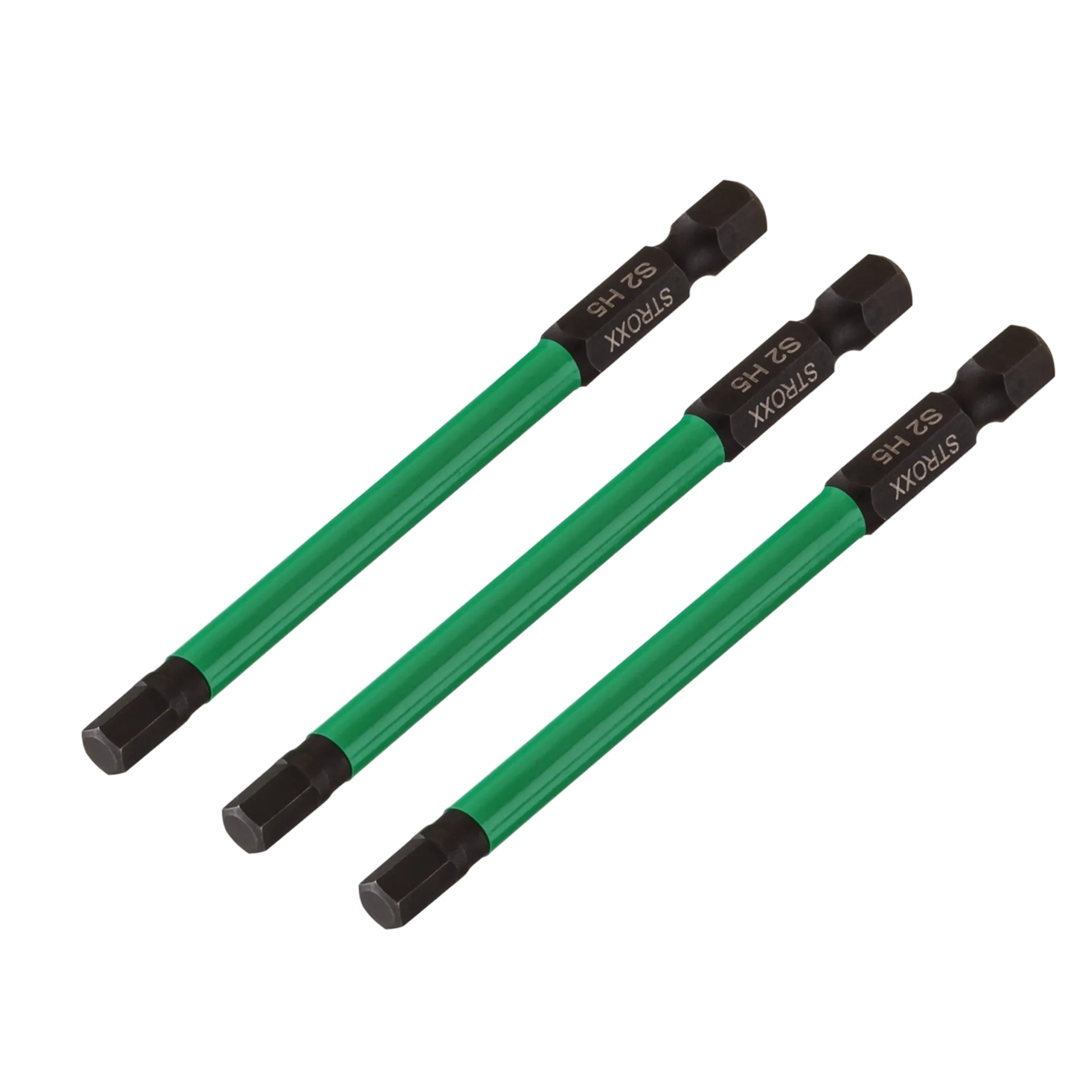 Impact bits HEX5 1/4" x 90mm groen (3 stuks) Impact bits HEX5 1/4" x 90mm groen (3 stuks)