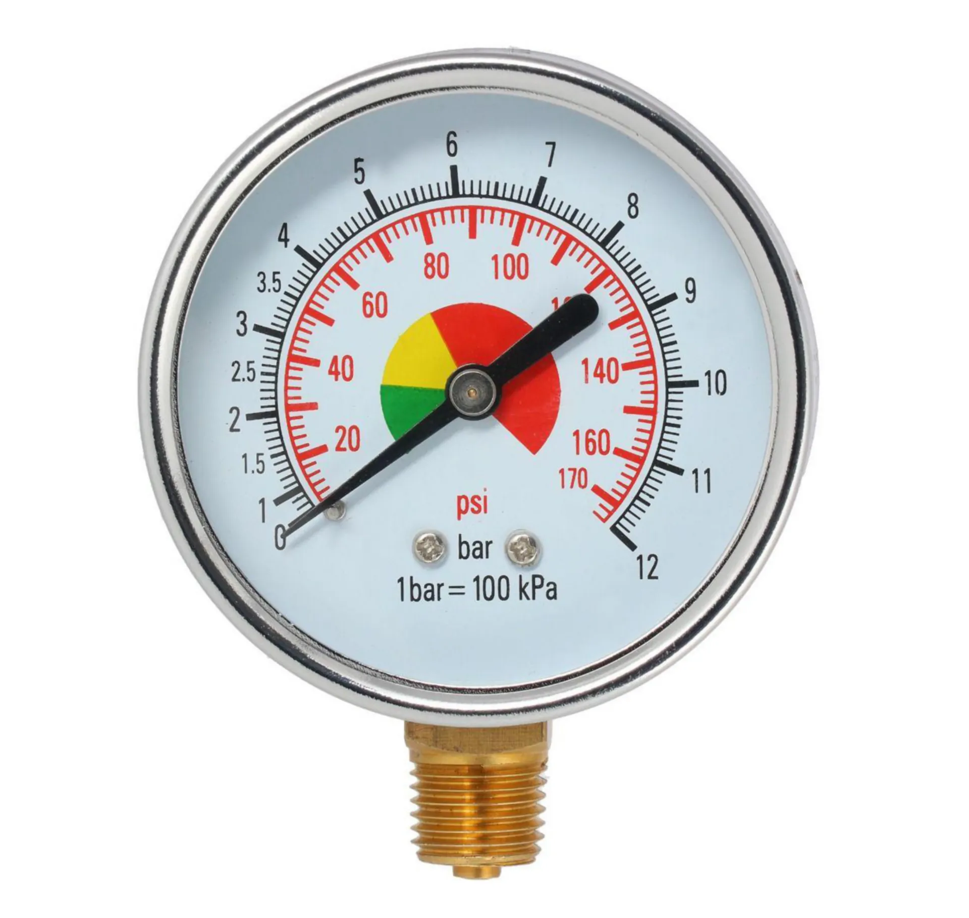 Airpress 4342050 Manomètre (1/4 pouce, 12 bar, raccordement par le bas)