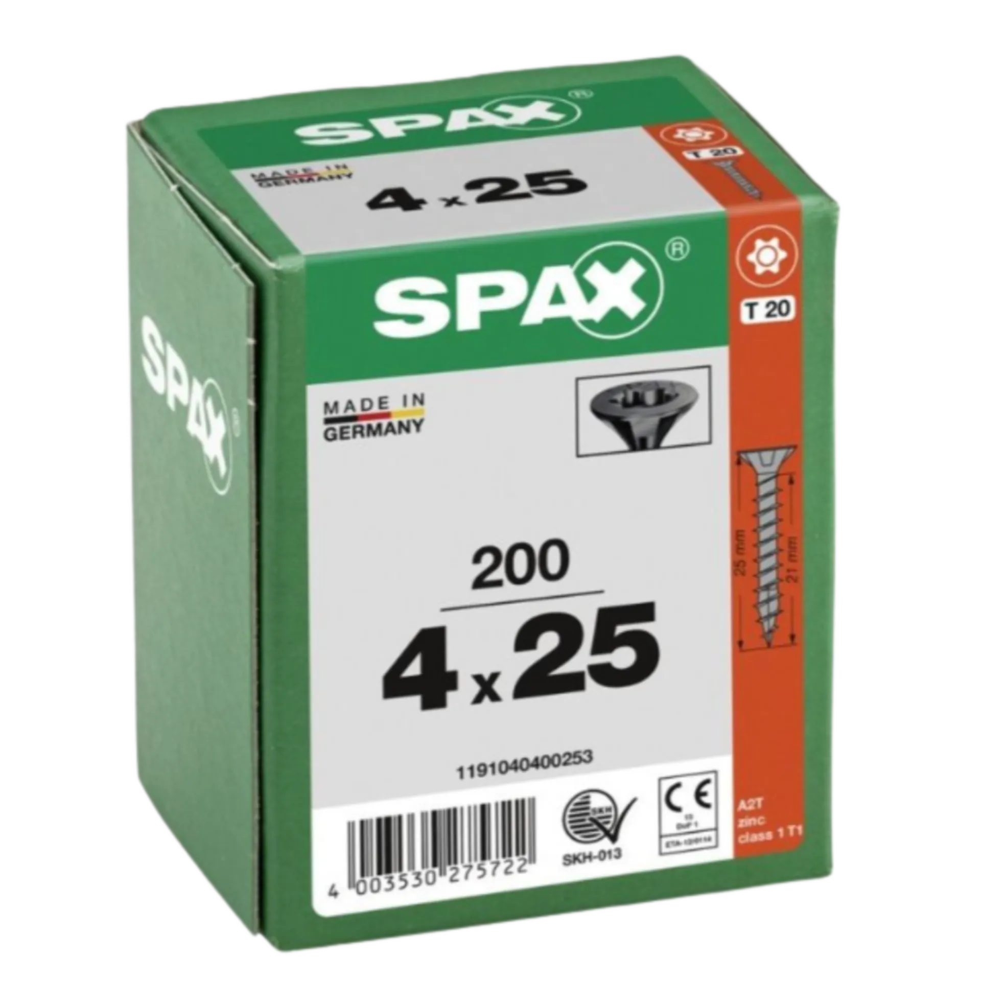 TX20 Houtschroef voldraad met verzonken kop 4.0x25 - zwart (200 stuks)