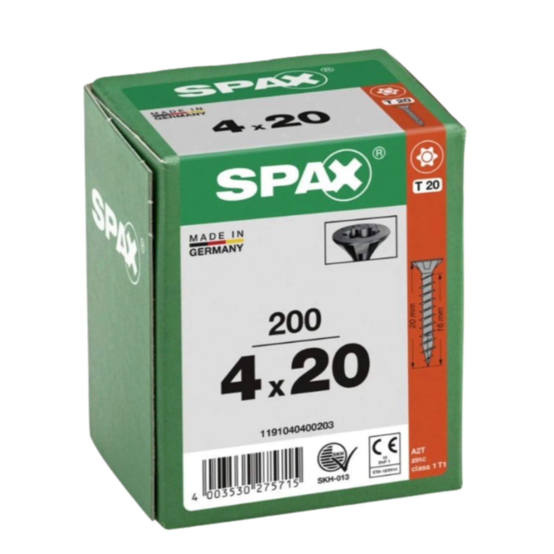 TX20 Houtschroef voldraad met verzonken kop 4.0x20 - zwart (200 stuks)