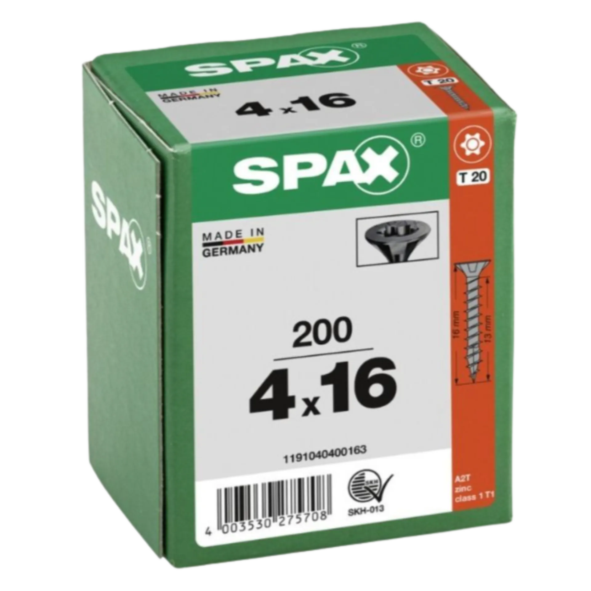 TX20 Houtschroef voldraad met verzonken kop 4.0x16 - zwart (200 stuks)