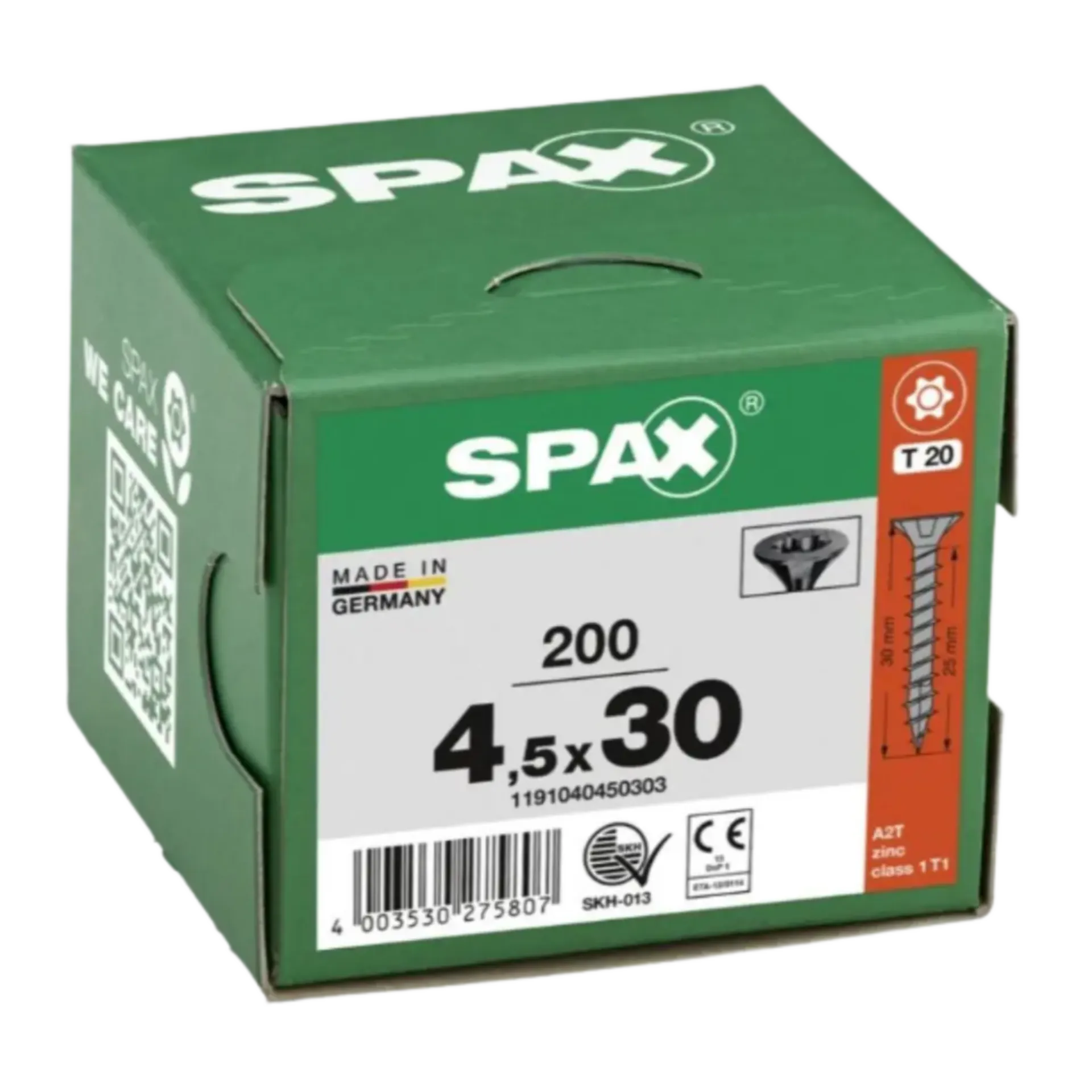 TX20 Houtschroef voldraad met verzonken kop 4.5x30 - zwart (200 stuks)