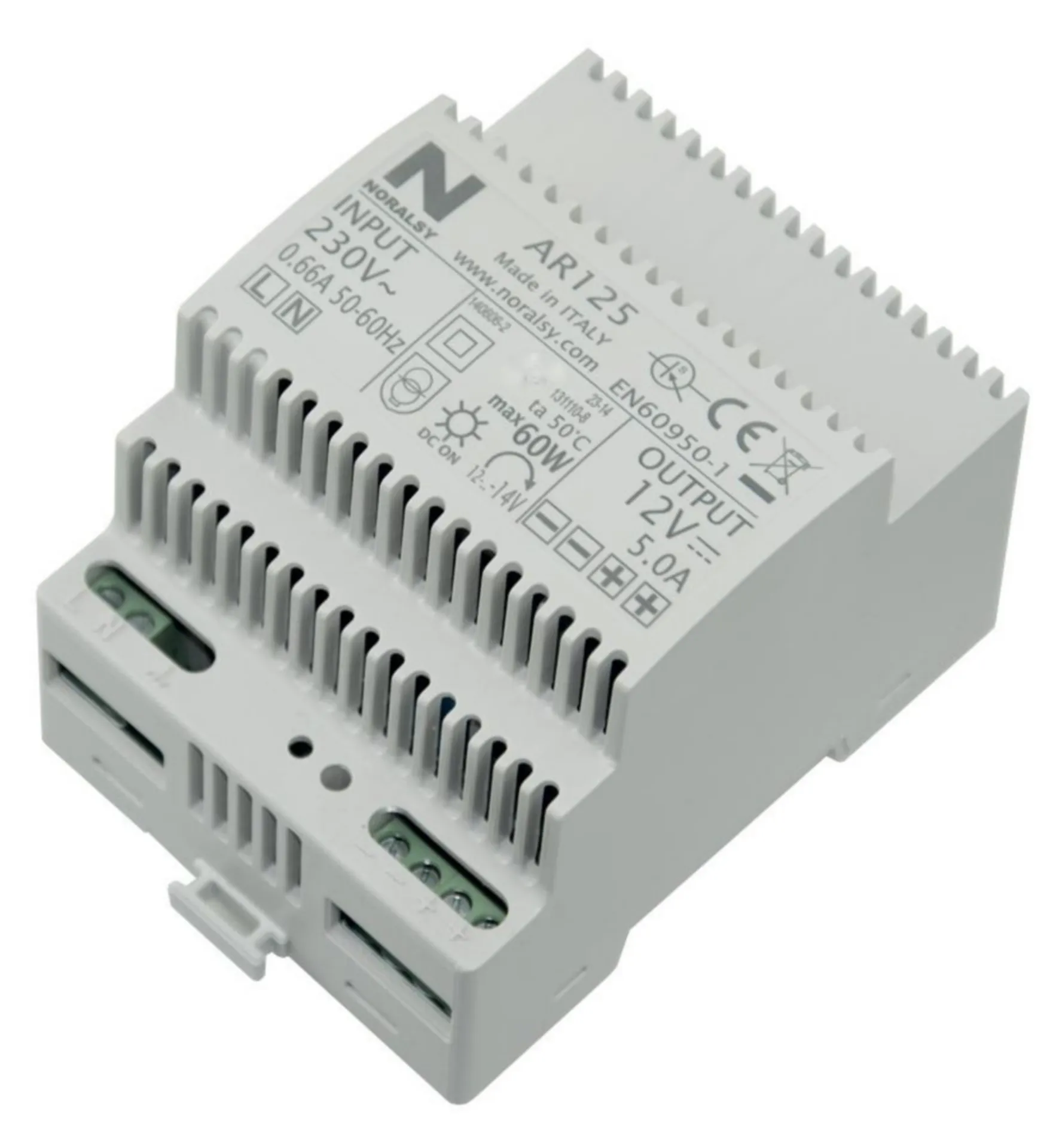 ALIMENTATION 12V- 5A - A DÉCOUPAGE - POSE SUR RAIL DIN OU EN SAILLIE - AR125