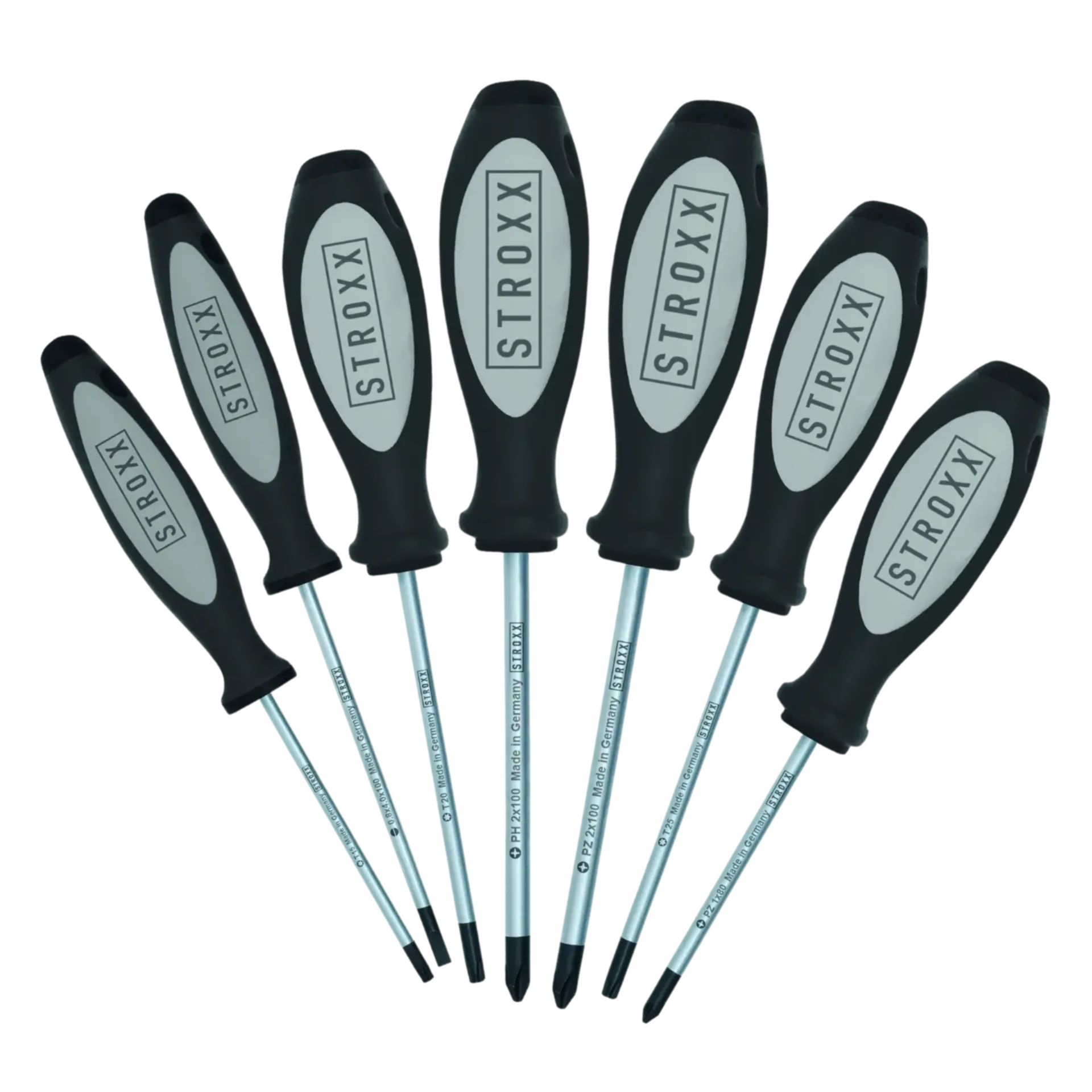 7-delige schroevendraaierset TX15-20-25, PZ1-2, SL 0,8 x 4 mm