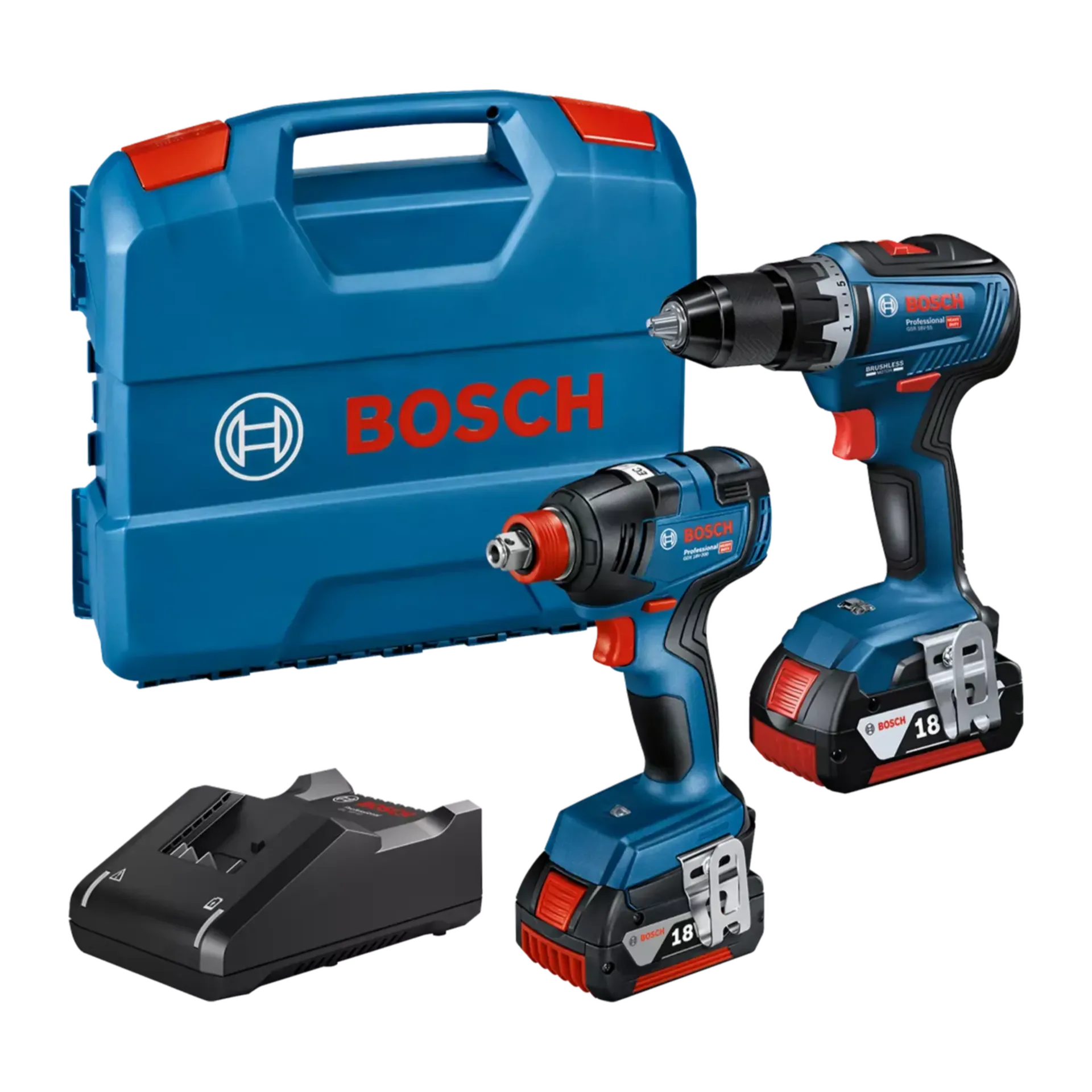 GDX 18V-200 / GSR 18V-55 Accu Combiset 18V (2 x 4.0Ah Li-ion, Incl. Lader & L-Case)