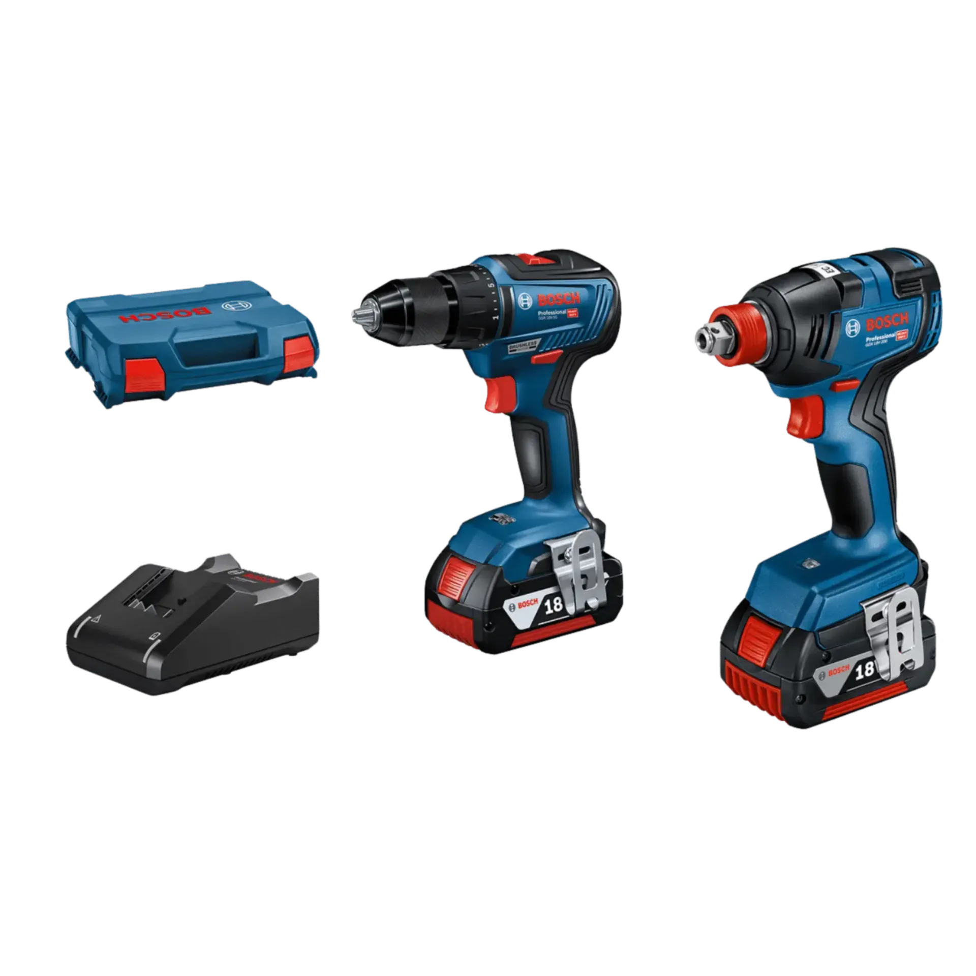 GDX 18V-200 / GSR 18V-55 Accu Combiset 18V (2 x 4.0Ah Li-ion, Incl. Lader & L-Case)